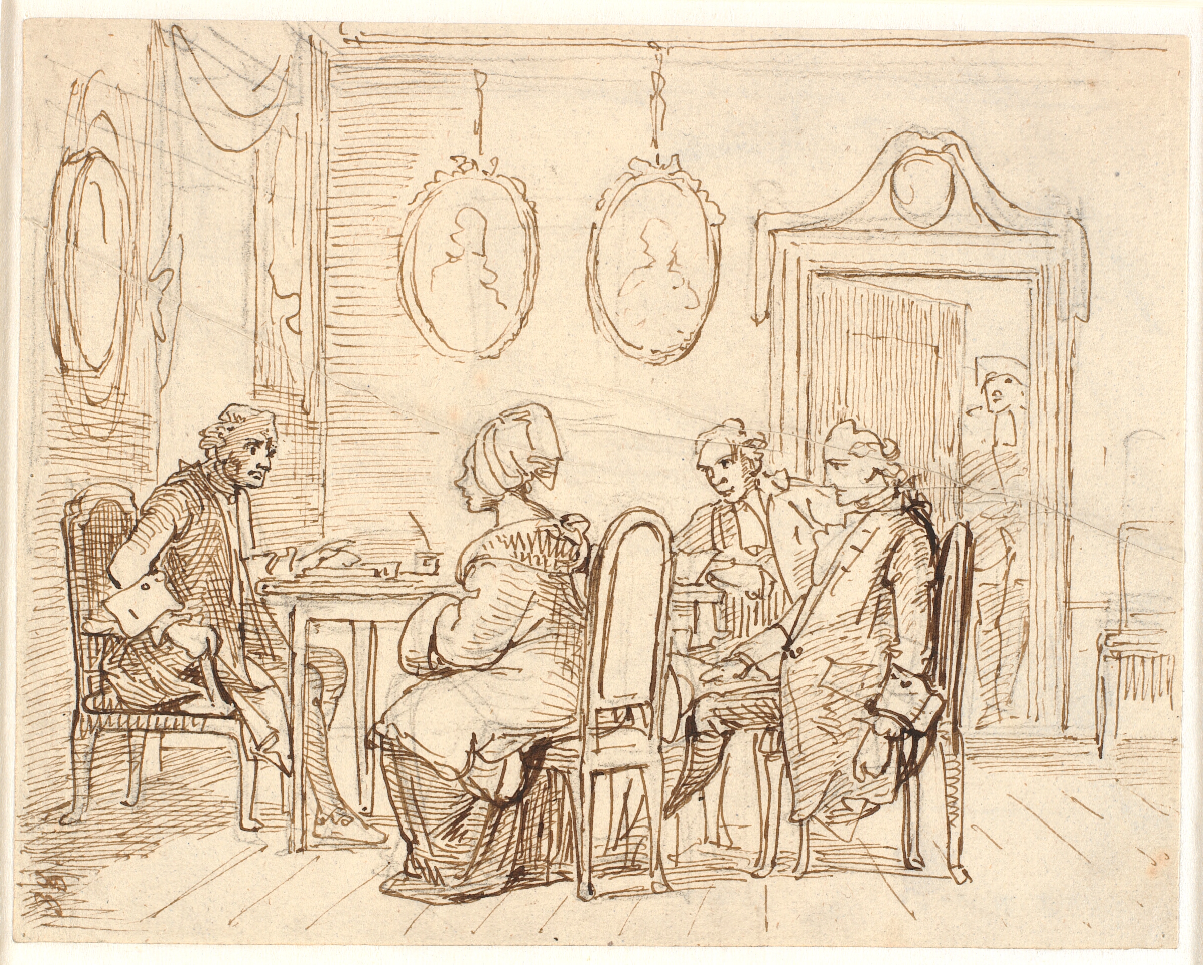 Besøg hos en magistratsperson eller advokat. Holbergsk sceneri