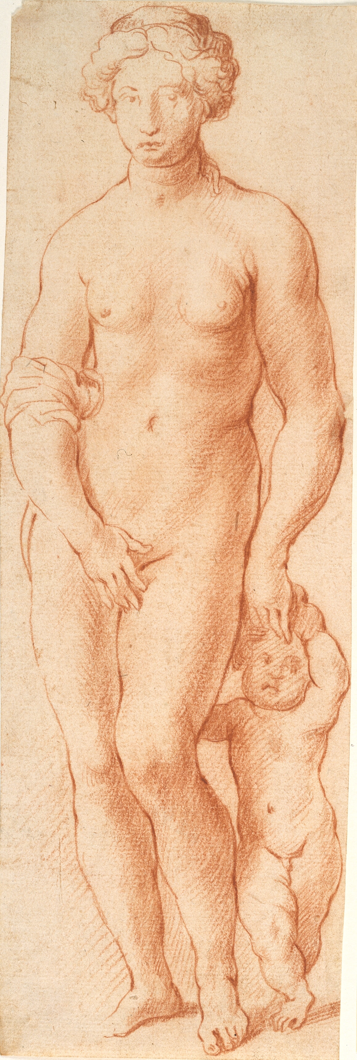 Venus og Amor. Skulpturgruppe set forfra