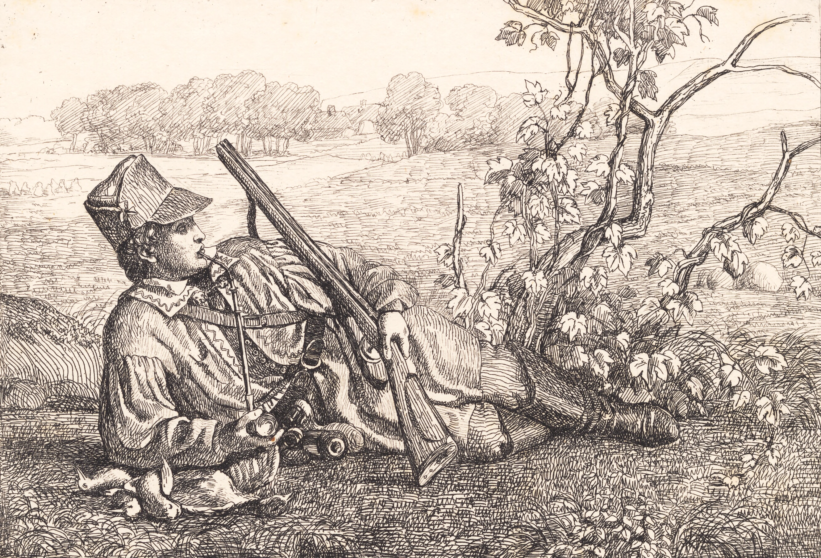 Landskab med en hvilende jæger