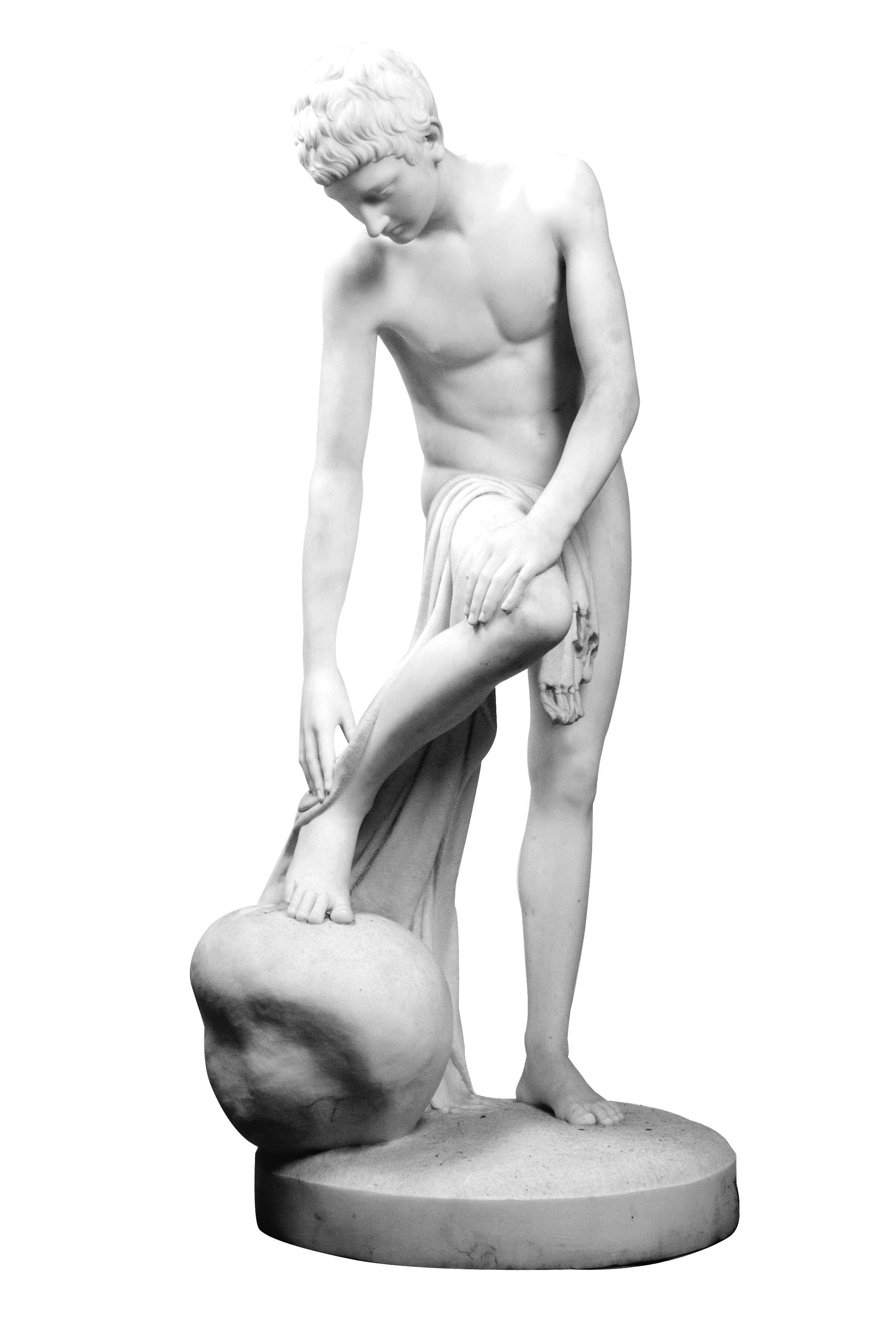 En ung florentiner. Stående nøgen mand, der tørrer sin højre fod