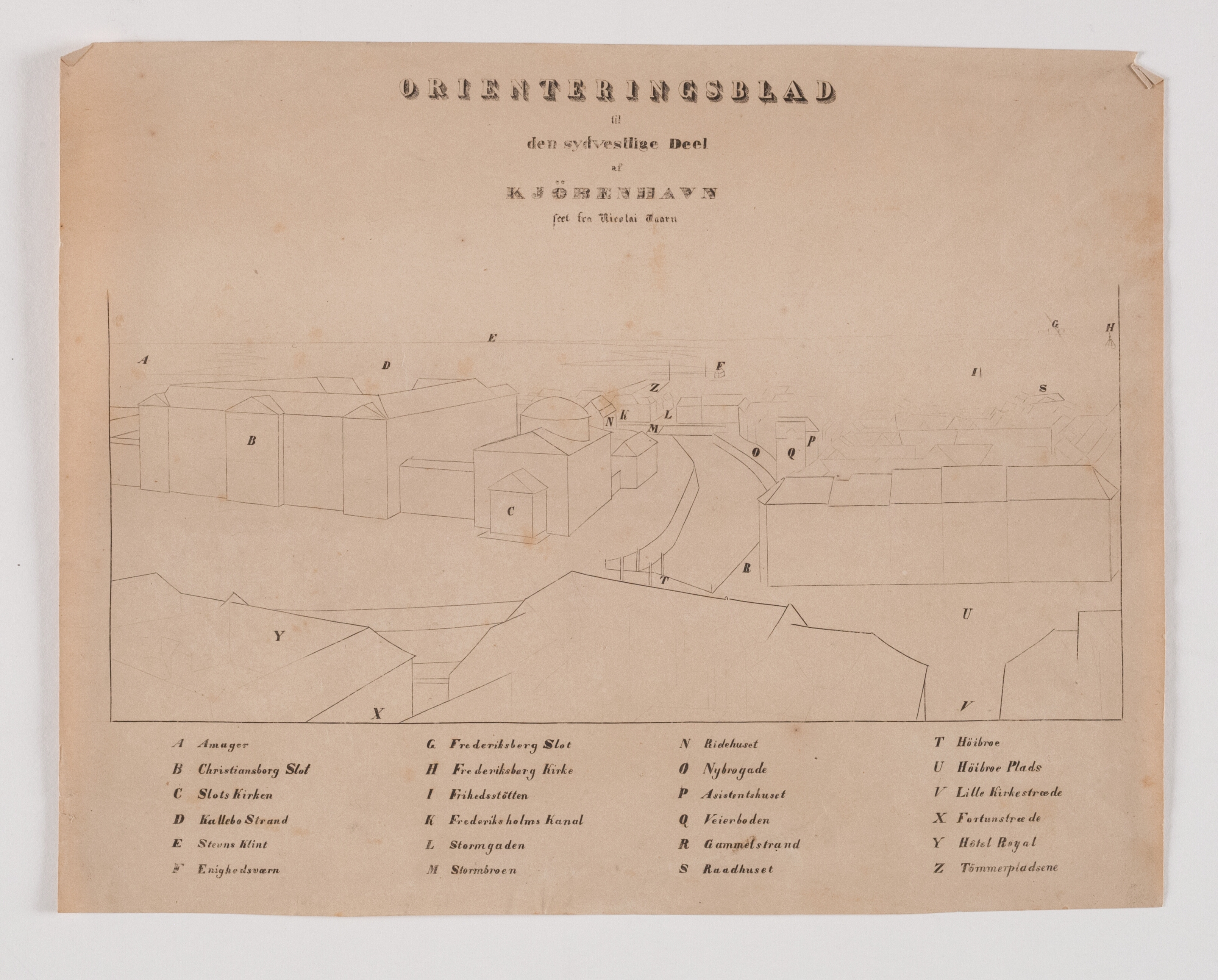 København set fra Nikolaj Tårn, orienteringsblad til den sydvestlige del