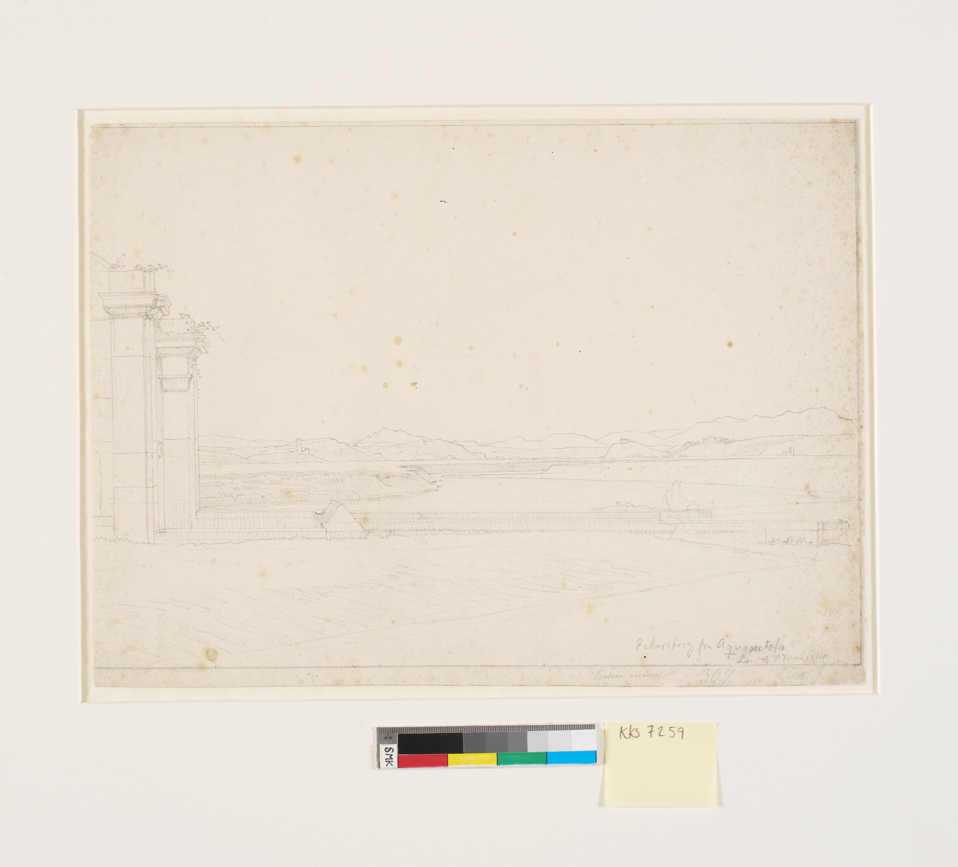 Parti ved Fontana Acetosa - udsigt fra fontænen nord for Rom over Tiberen mod nord