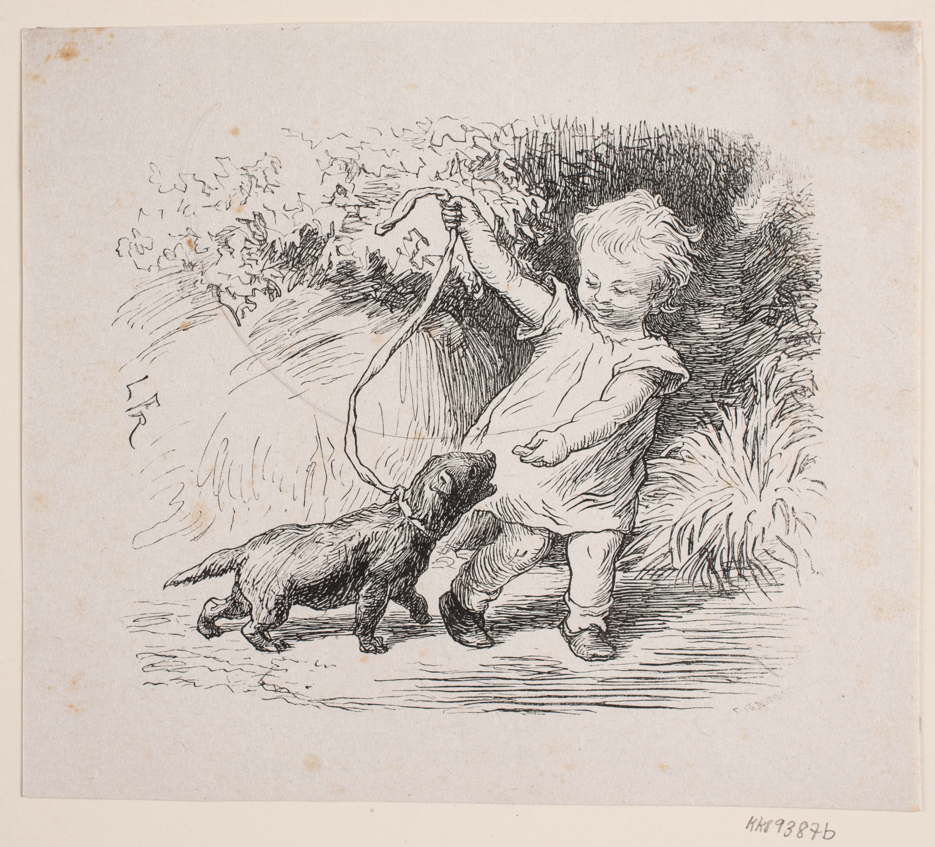 Illustration til H. C. Andersen "Drengen og hundehvalpen"