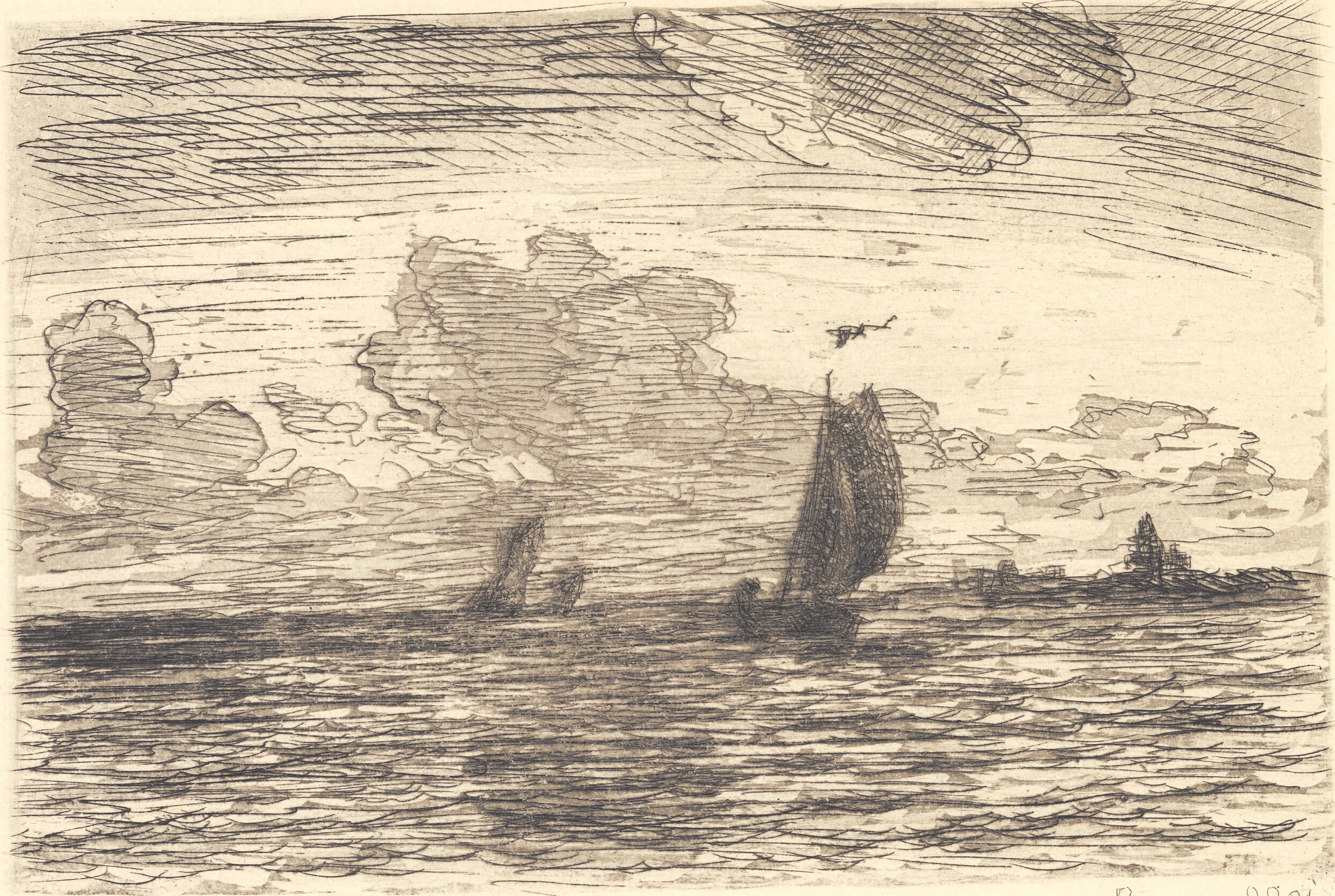 Marine med skibe under sejl