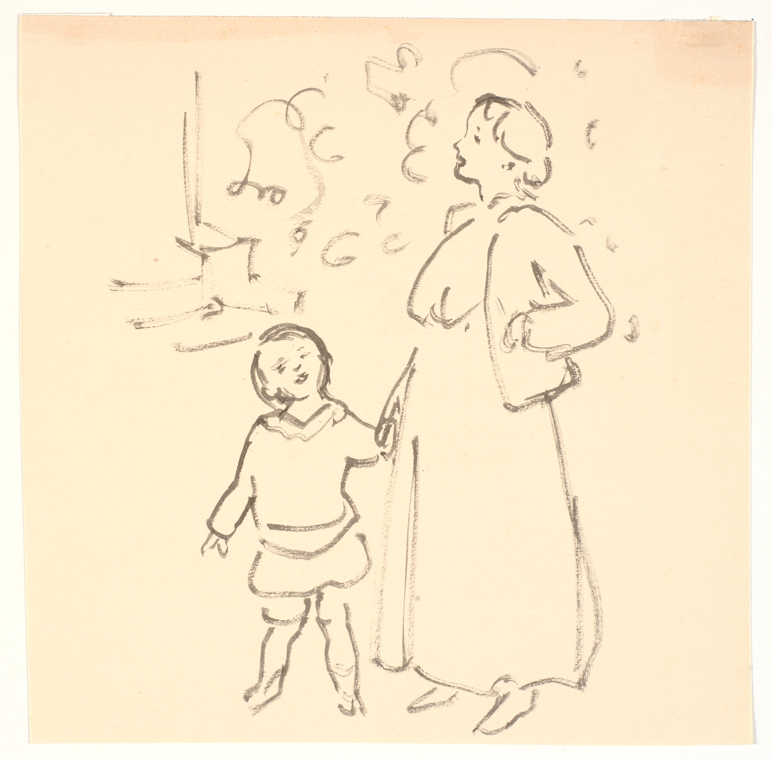 Dame med et barn ved hånden