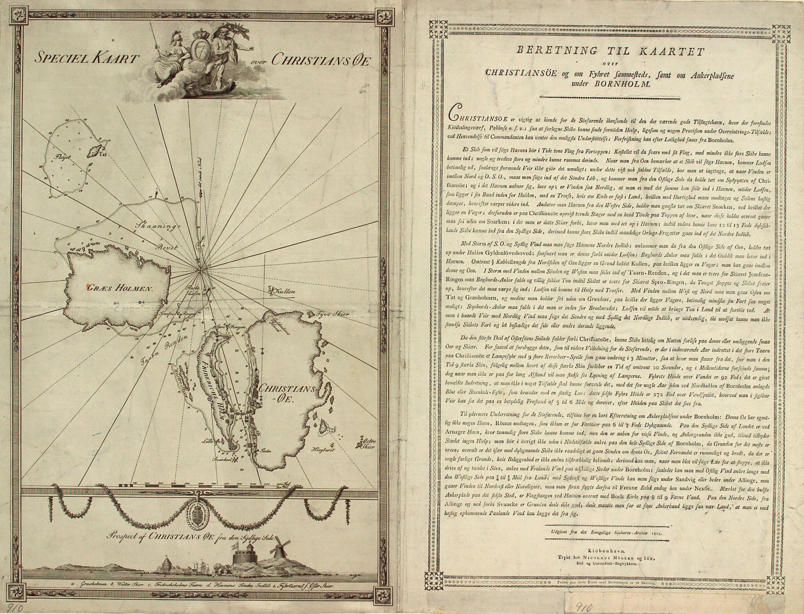 Kort over Christiansø med tekstsiden