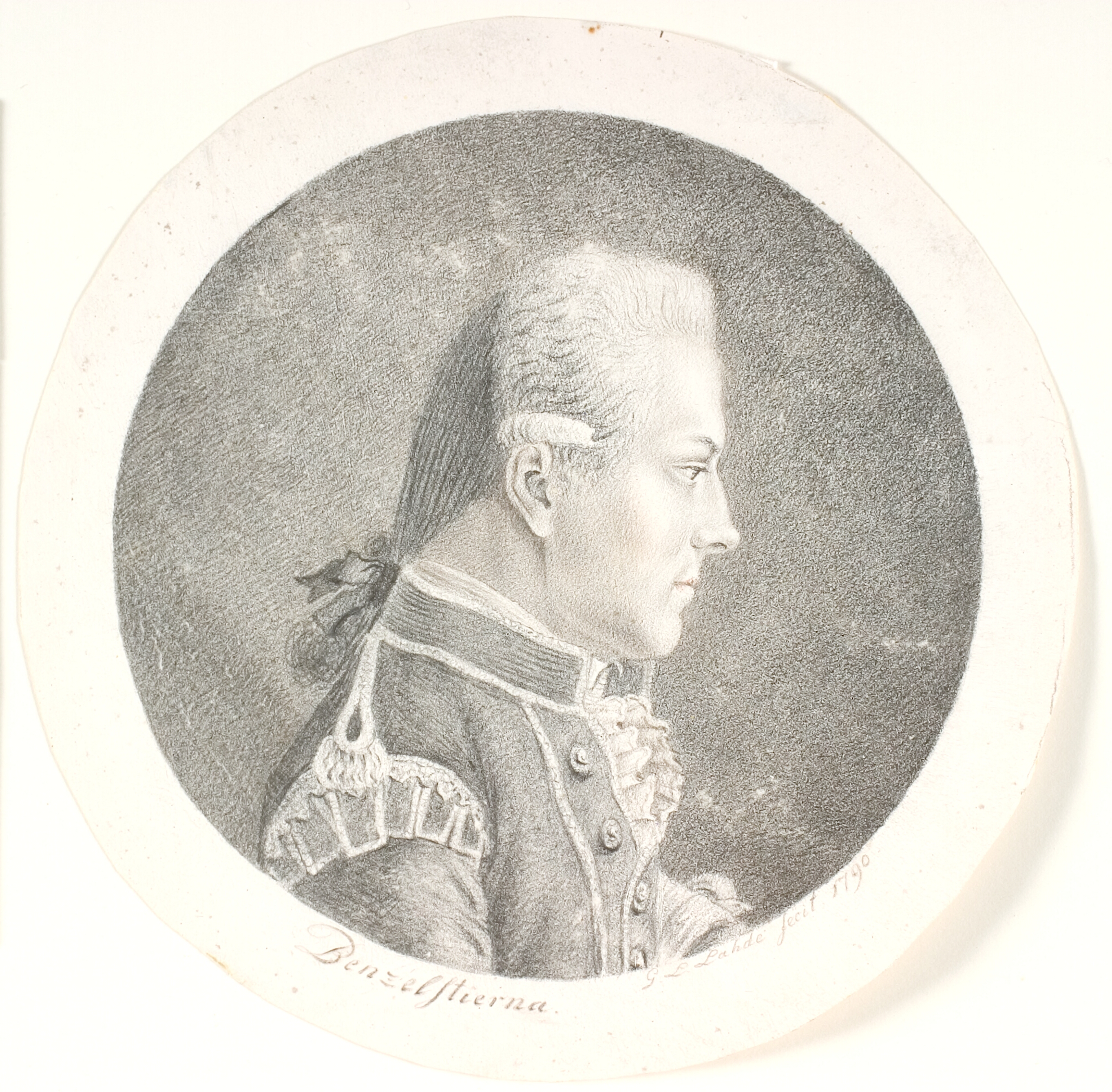Portræt af Lars Benzelstjerne, svensk søofficer (1759-1808). Brystbillede. Profil til højre