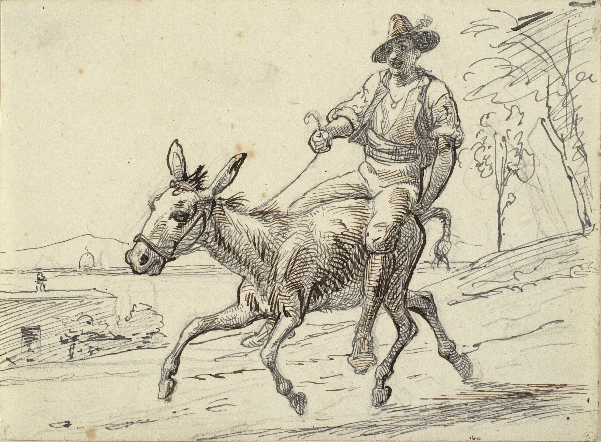 Ung fyr rider på et æsel