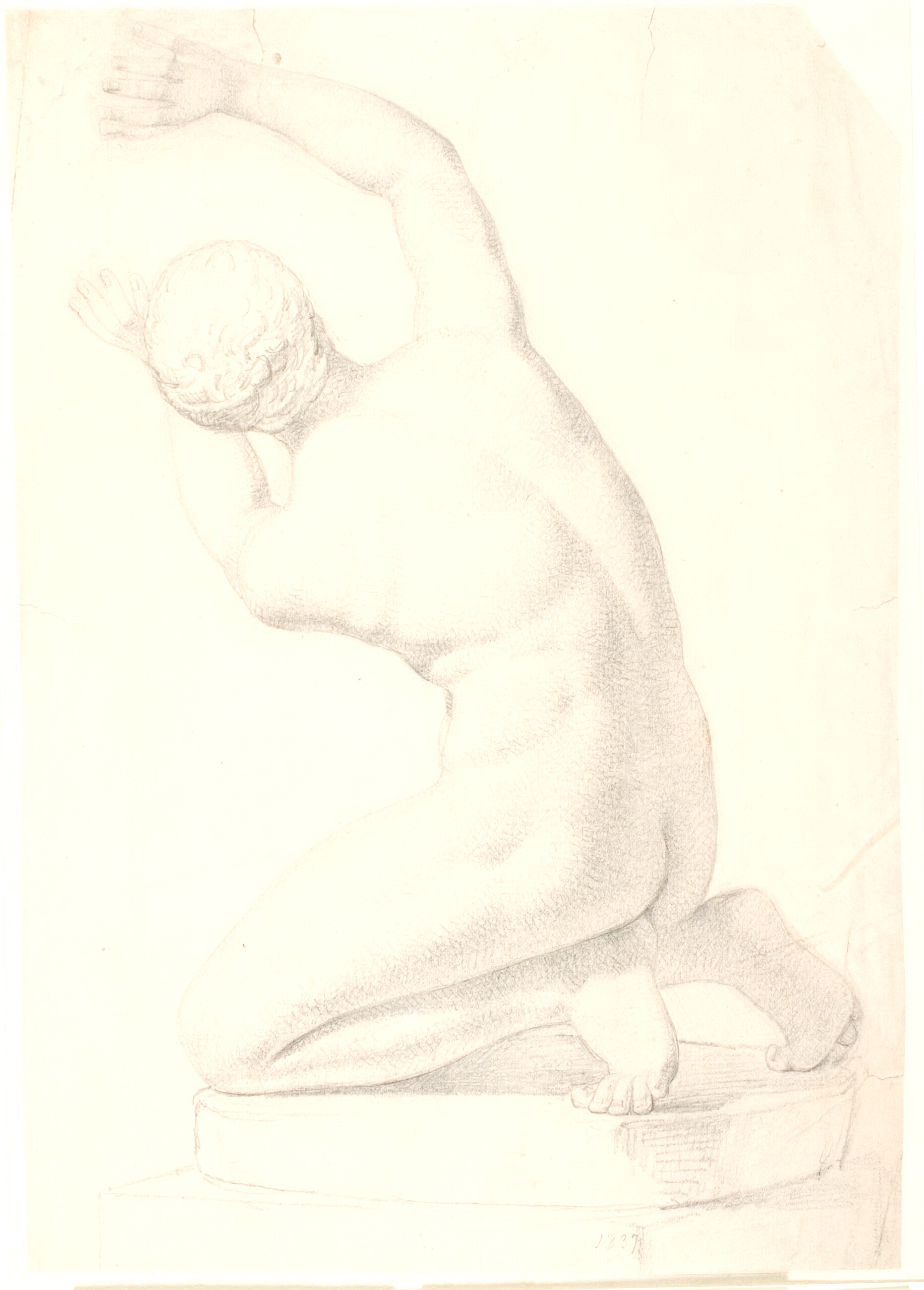 Tegning efter gips: antik ynglingsfigur (München)