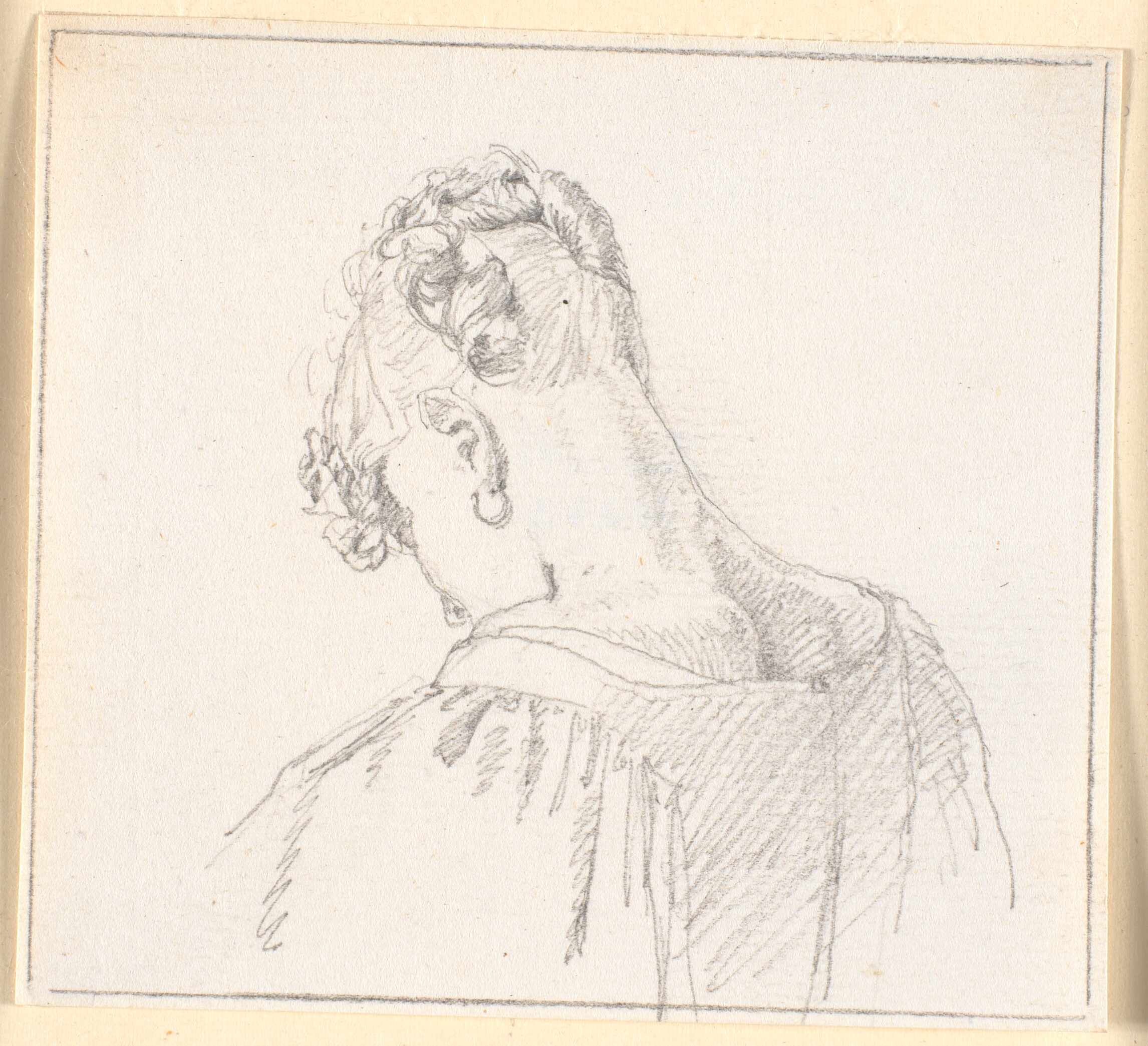 Portræt af en af kunstnerens søstre, skulderbillede set skråt bagfra