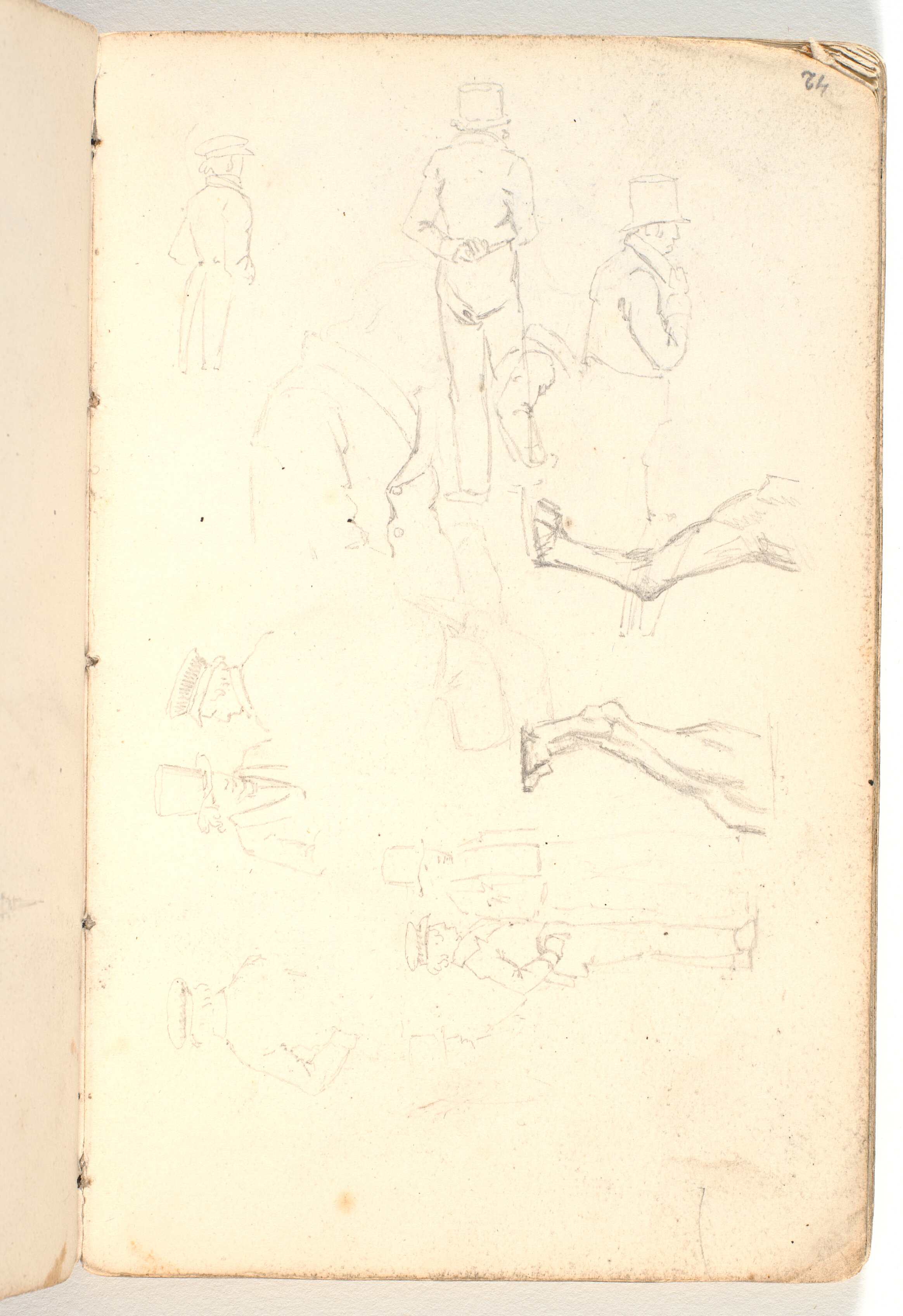 Rids af flere figurer, samt to benstudier af dyreben