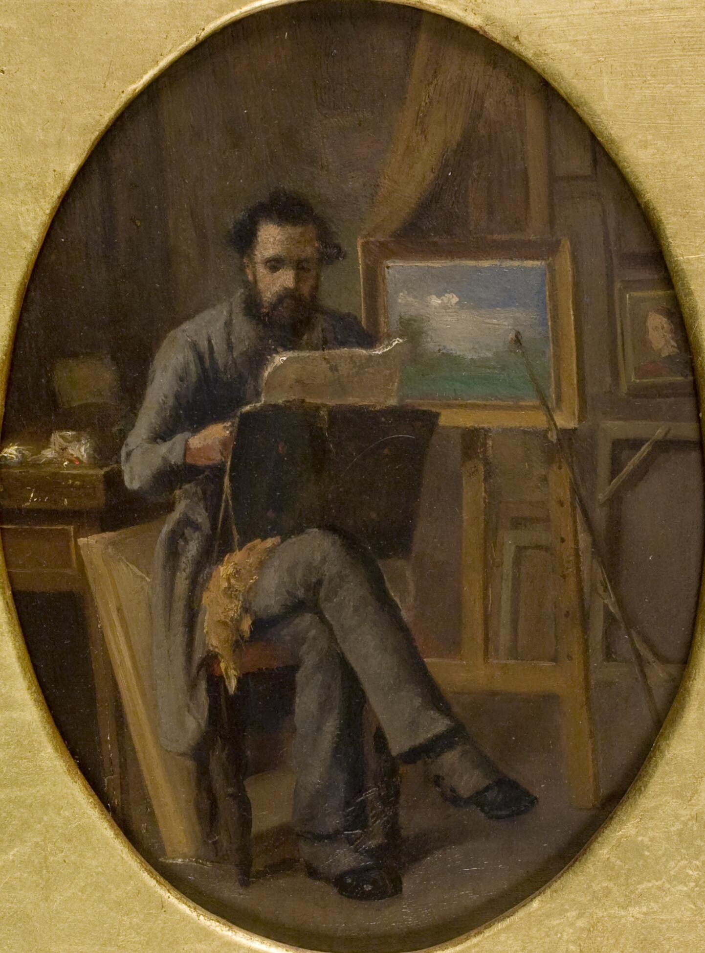 En maler i sit atelier. Selvportræt (?)