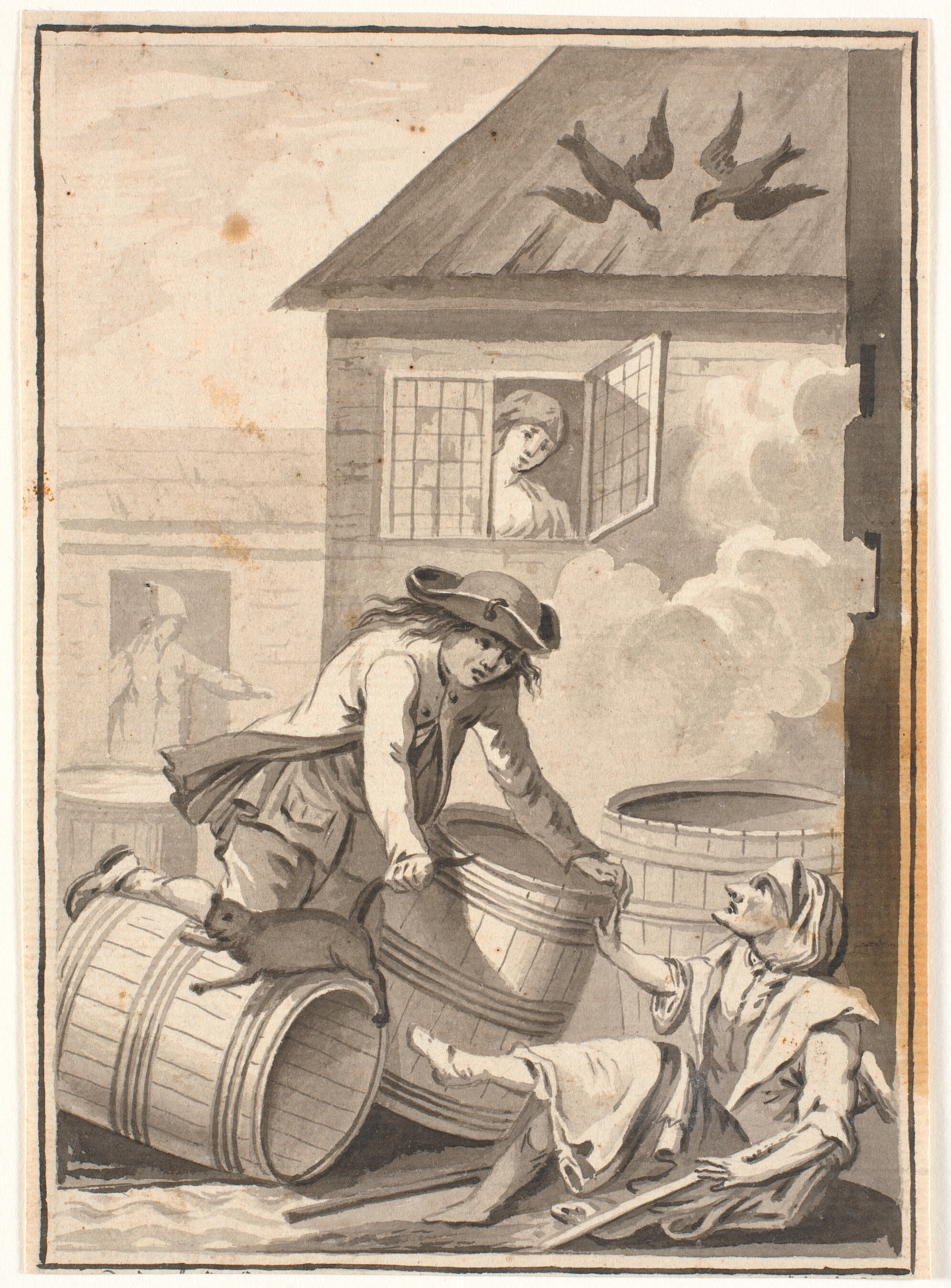 Jens Blok og Gunild. Illustration til Ludvig Holberg: Peder Paars 1772. (2. bog, 3. sang)