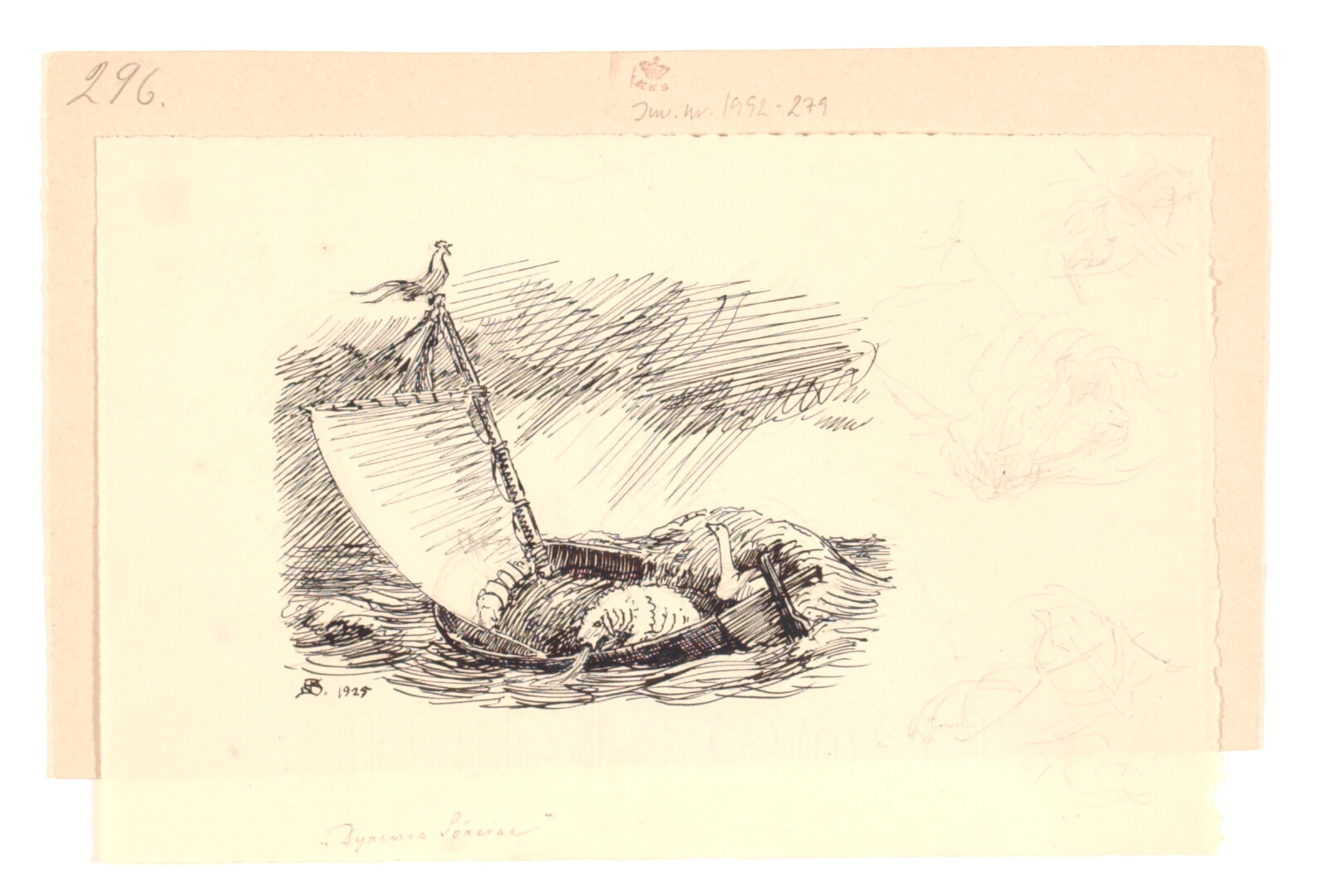 Illustration til Dyrenes Sørejse samt blyantsrids