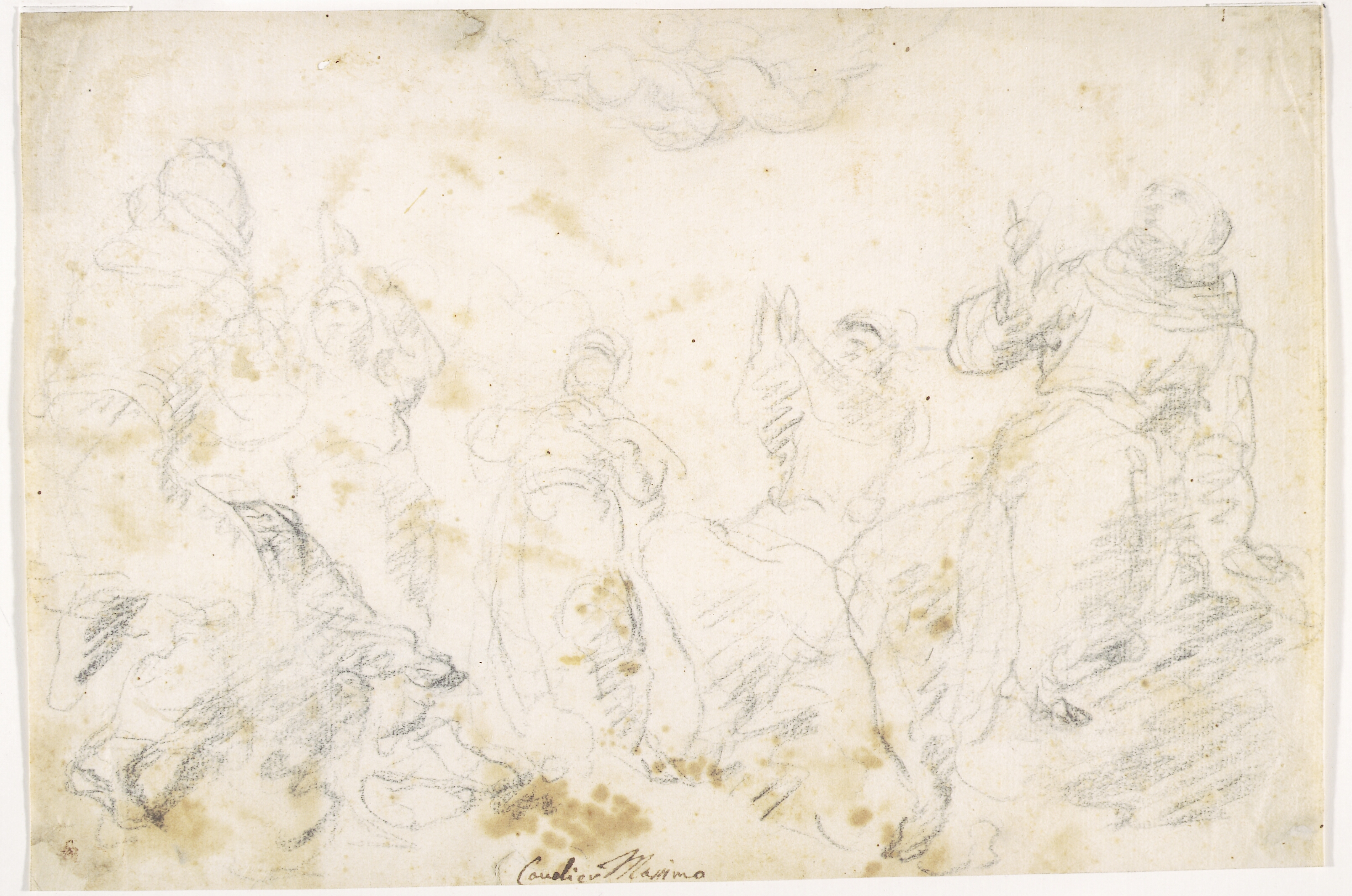 Fem munke med omkringsvævende putti