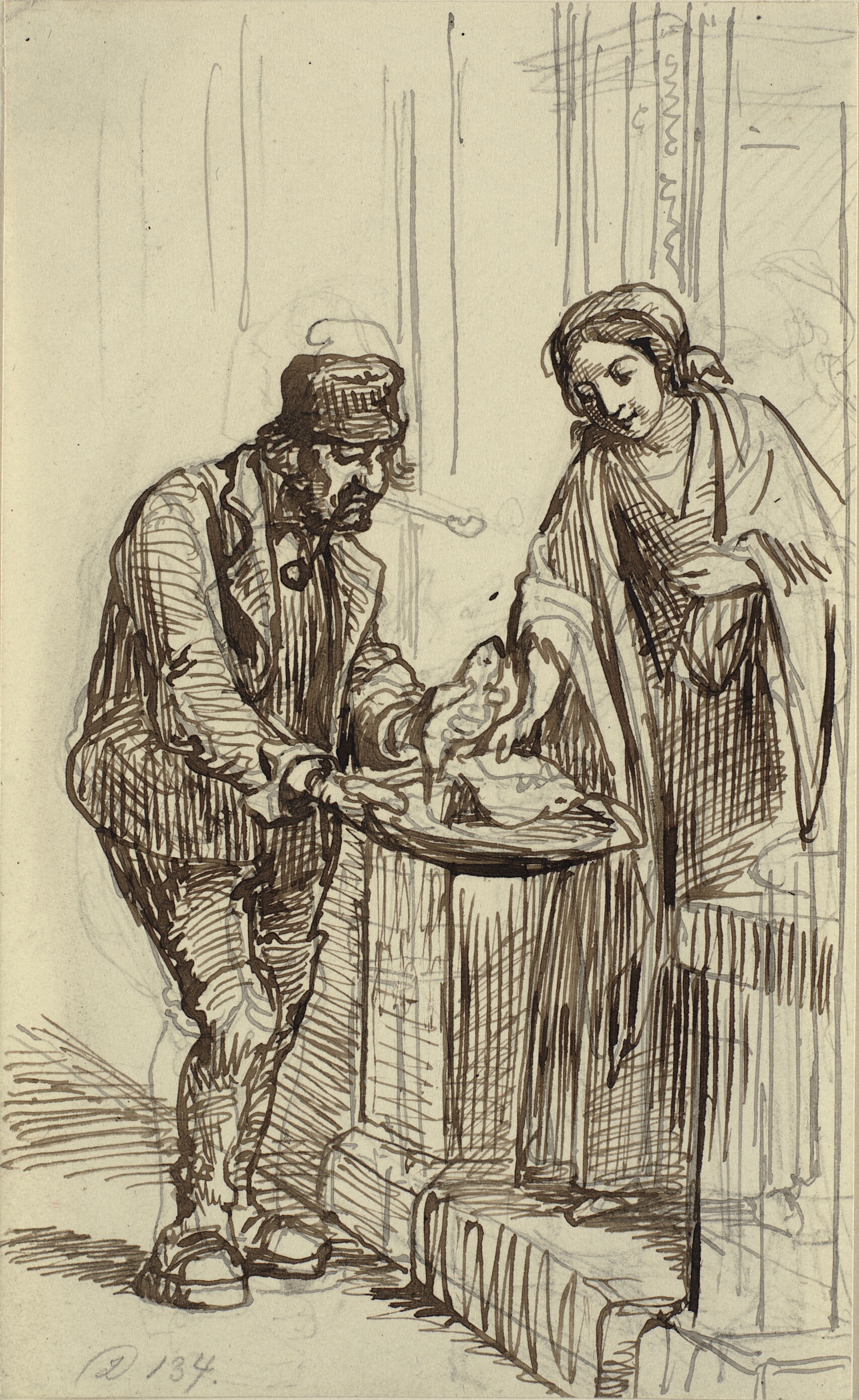 Ung dame og fiskehandler