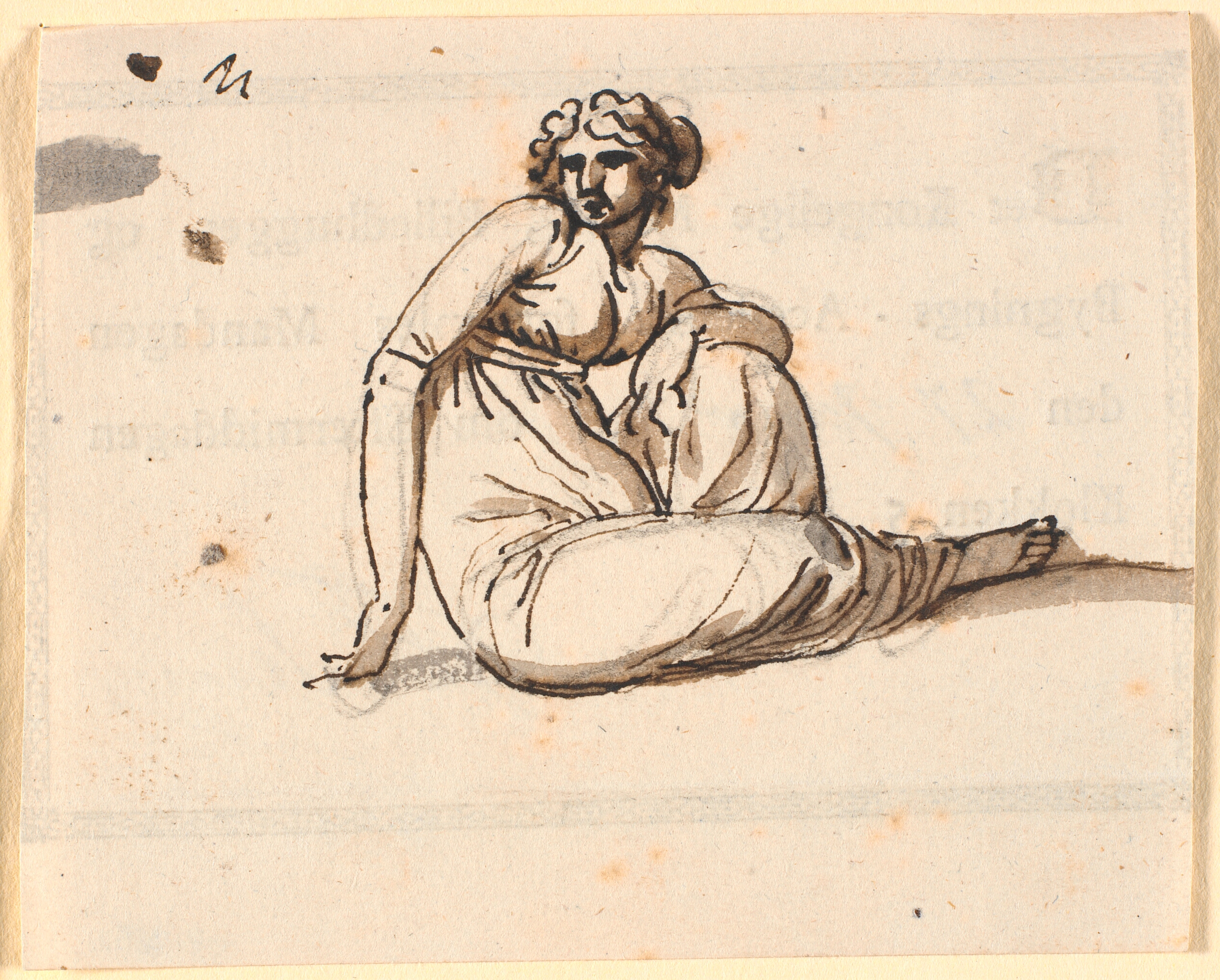 Siddende kvinde med det venstre knæ rejst