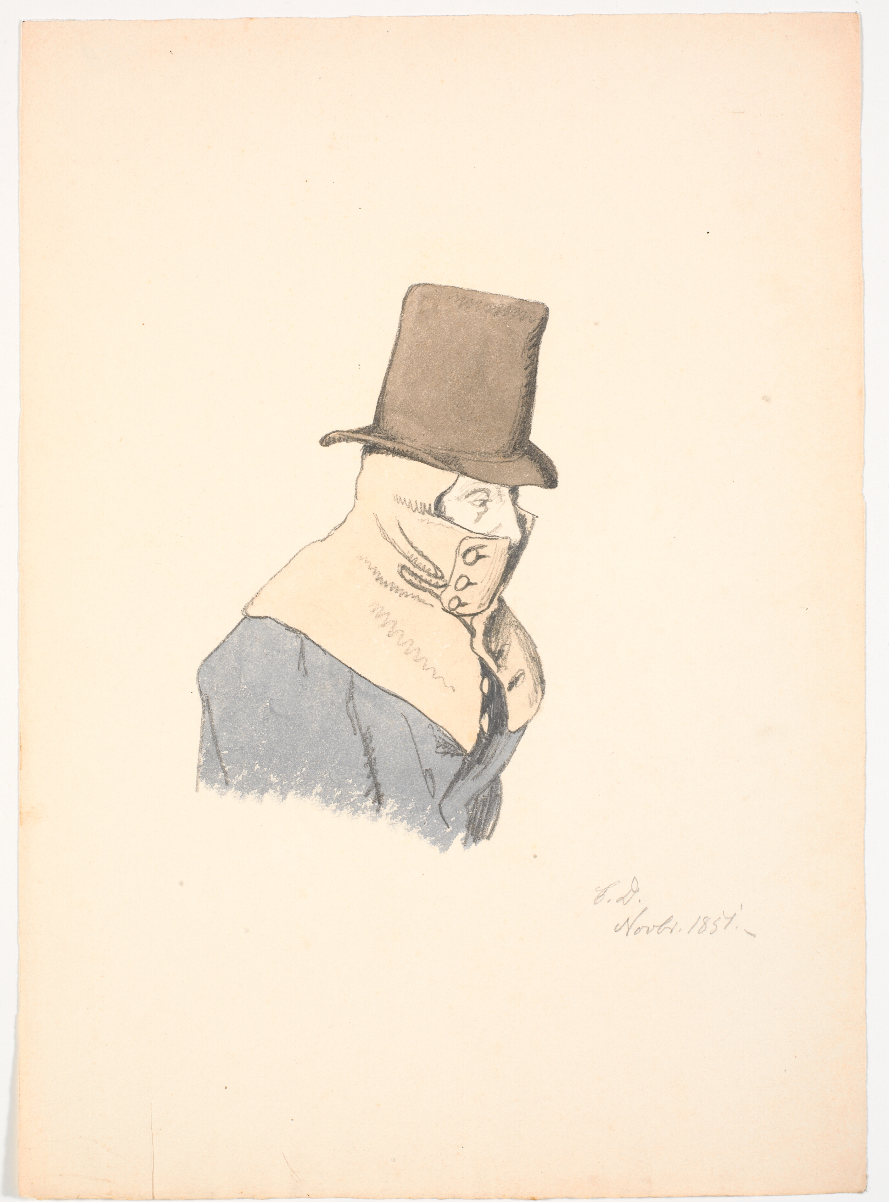 Mand med hætteslag og høj hat