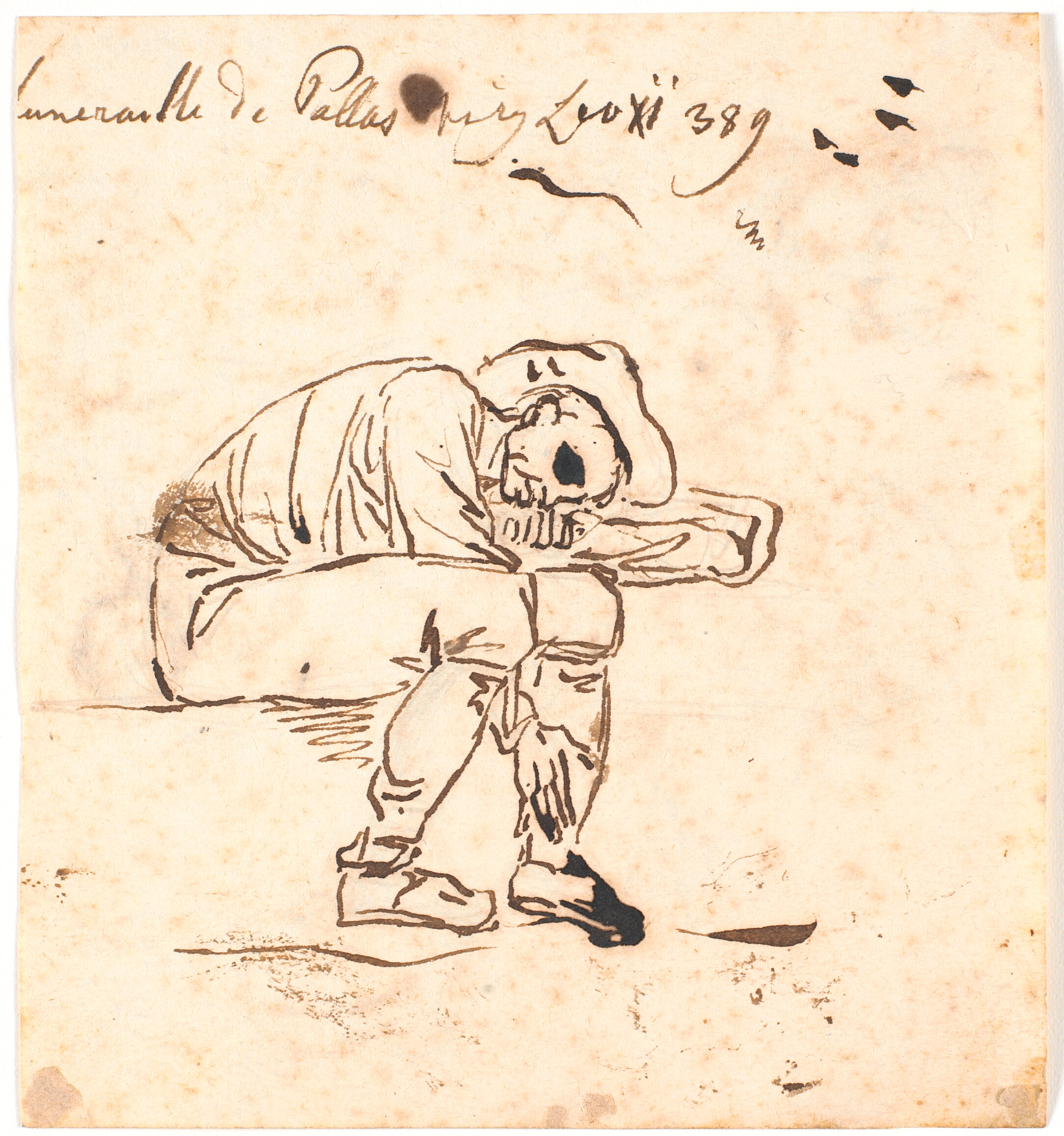 Bonde, der sidder og sover