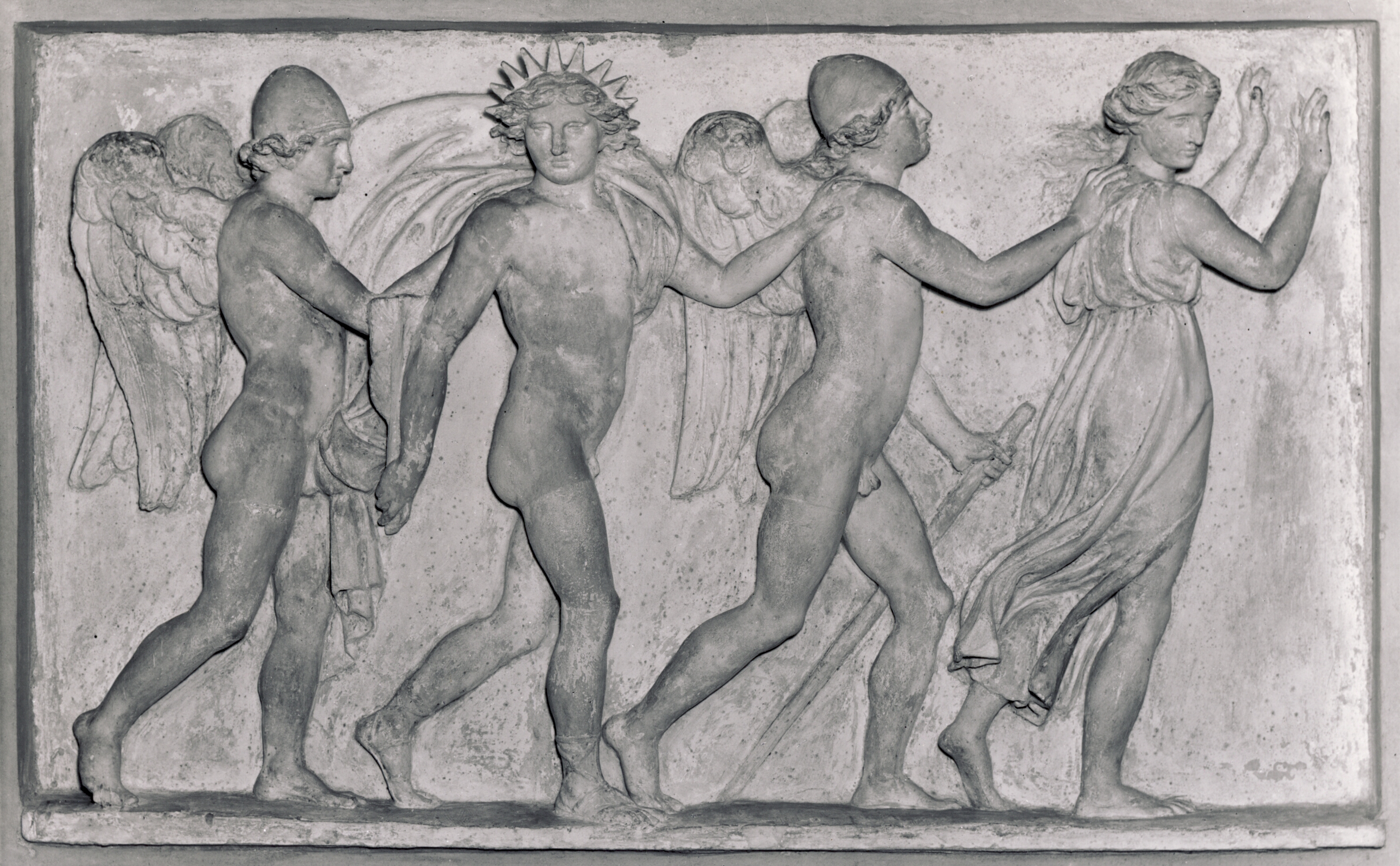 Døgnets tider. Symboliseret ved fire vingede skikkelser