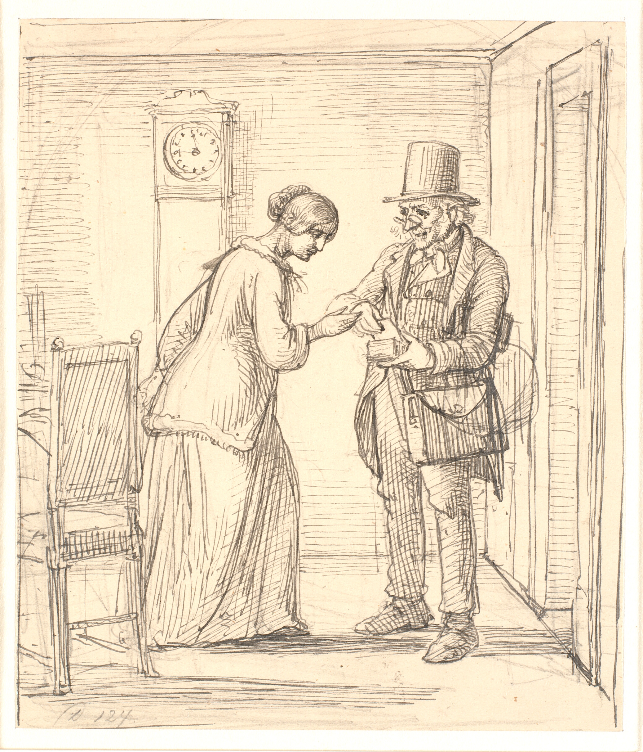 En yngre dame modtager er brev af postbudet