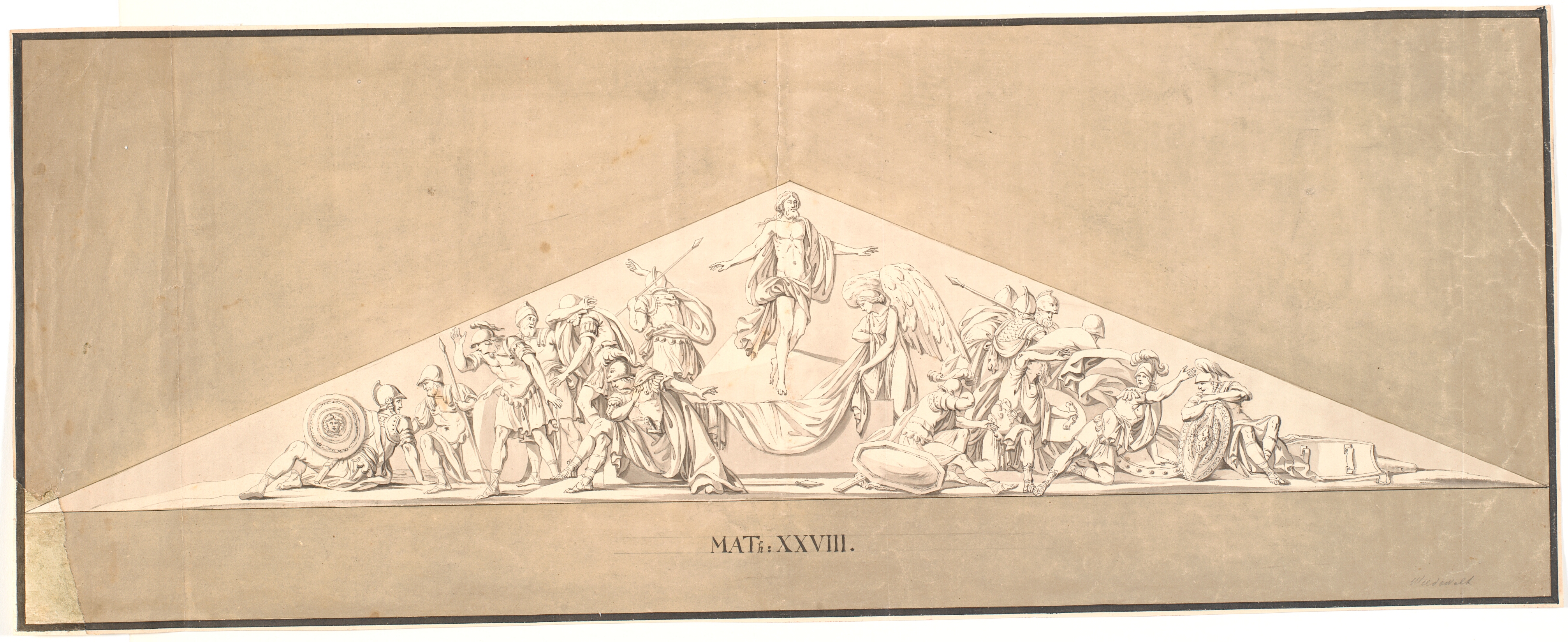 Kristi Opstandelse. Udkast til forsvundet relief til (buerne i 2. række) Marmorkirken