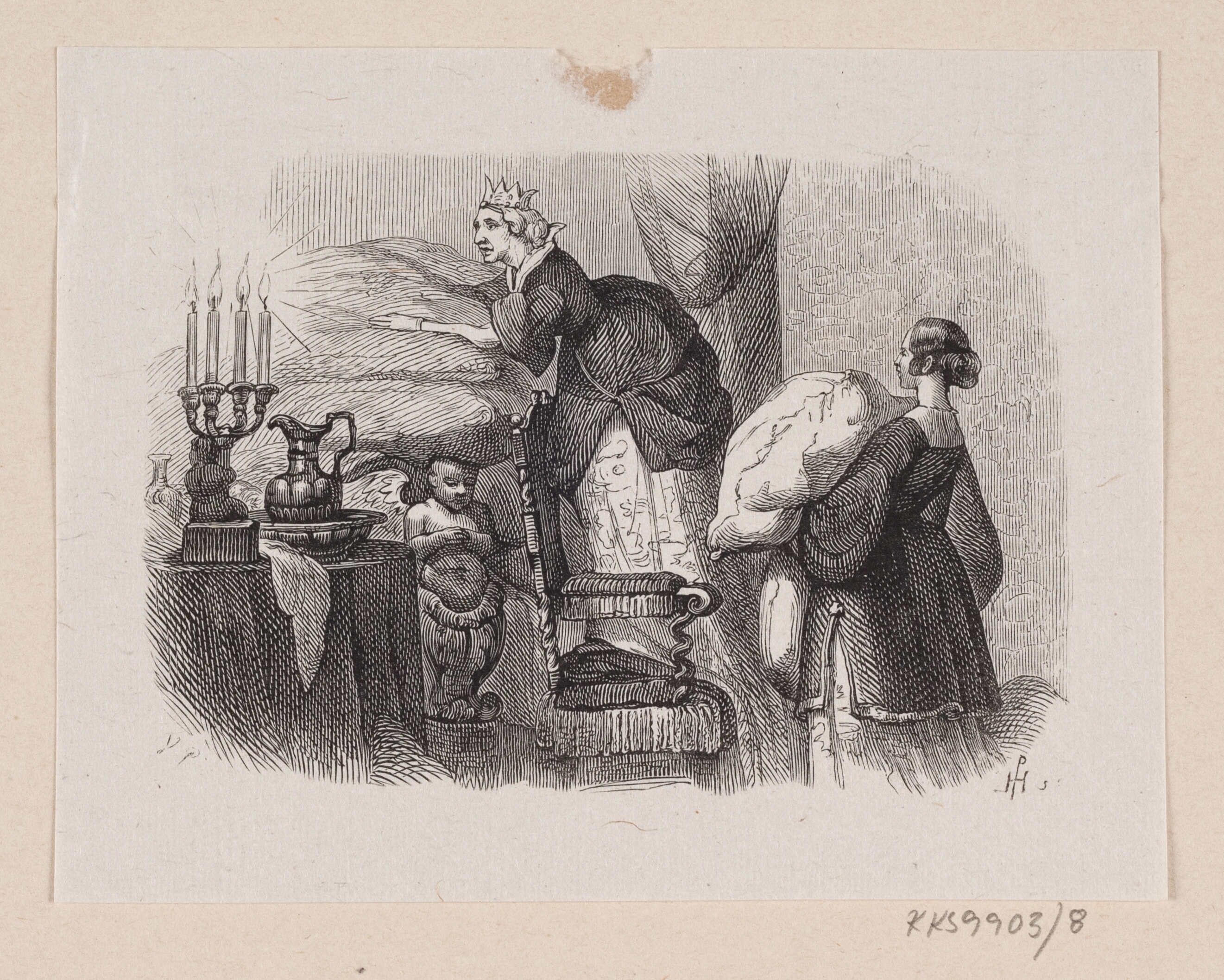 Illustration til "Prindsessen paa Ærten" i H.C. Andersen, "Eventyr og Historier", Bind 1