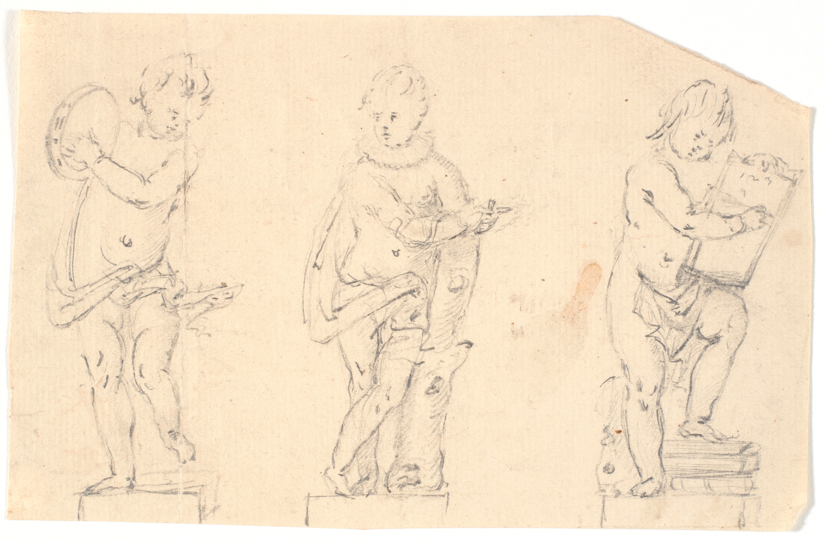Studieblad med tre putti