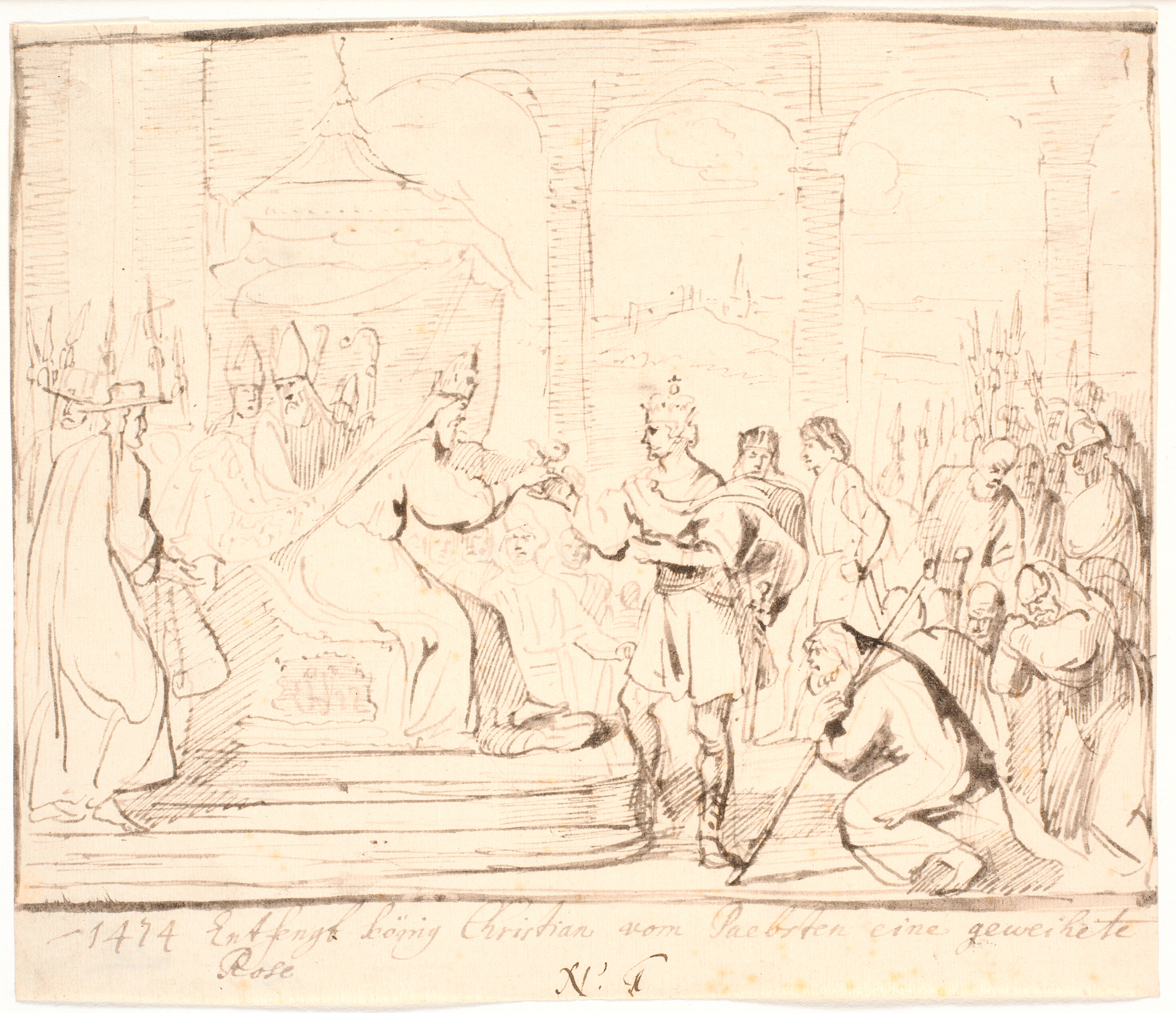 Pave Sixtus IV overrækker 1474 Christian I en indviet Rose