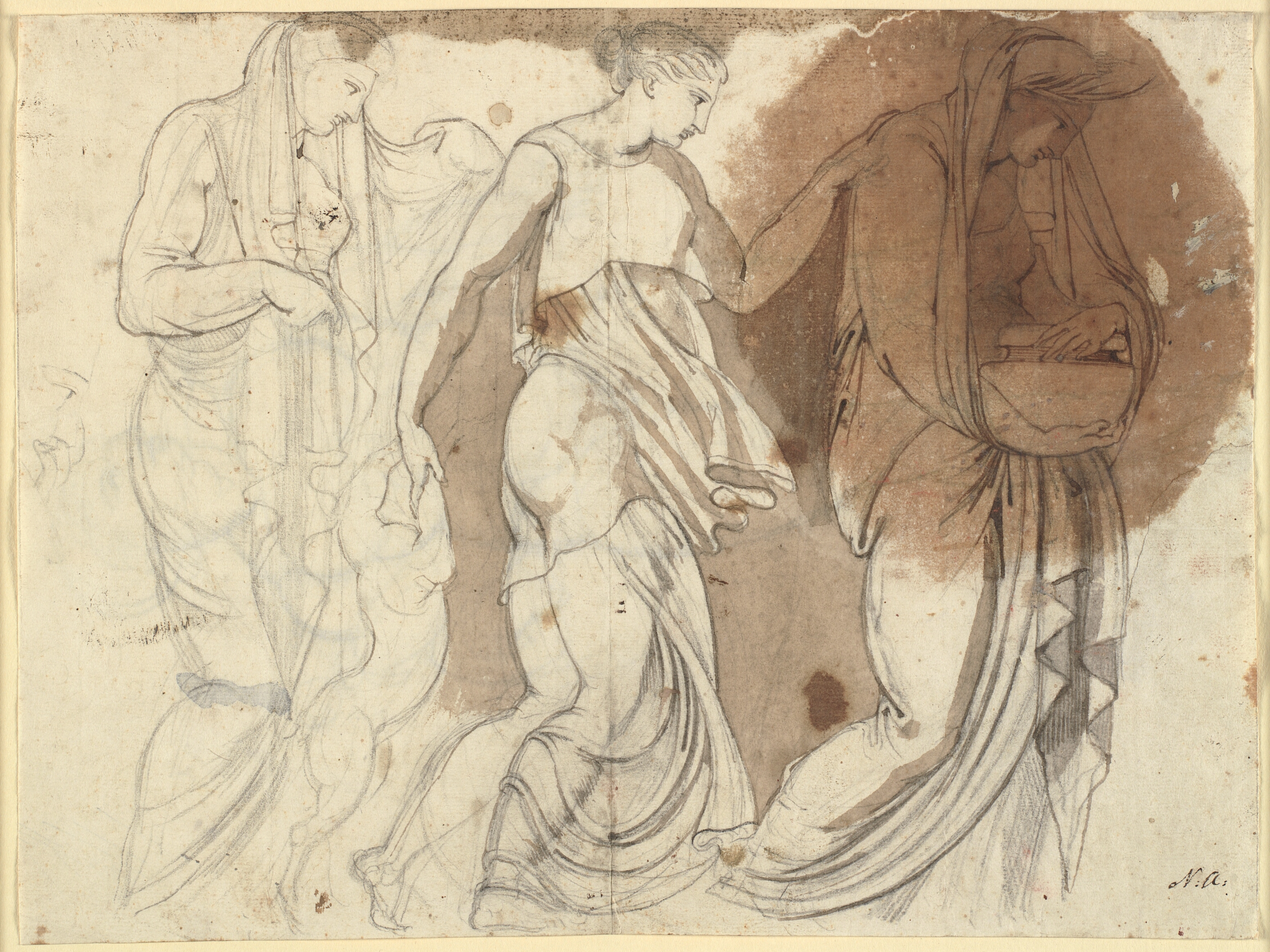 Tre kvindefigurer, reliefagtigt anordnede. Tre Horae? (B.S.)