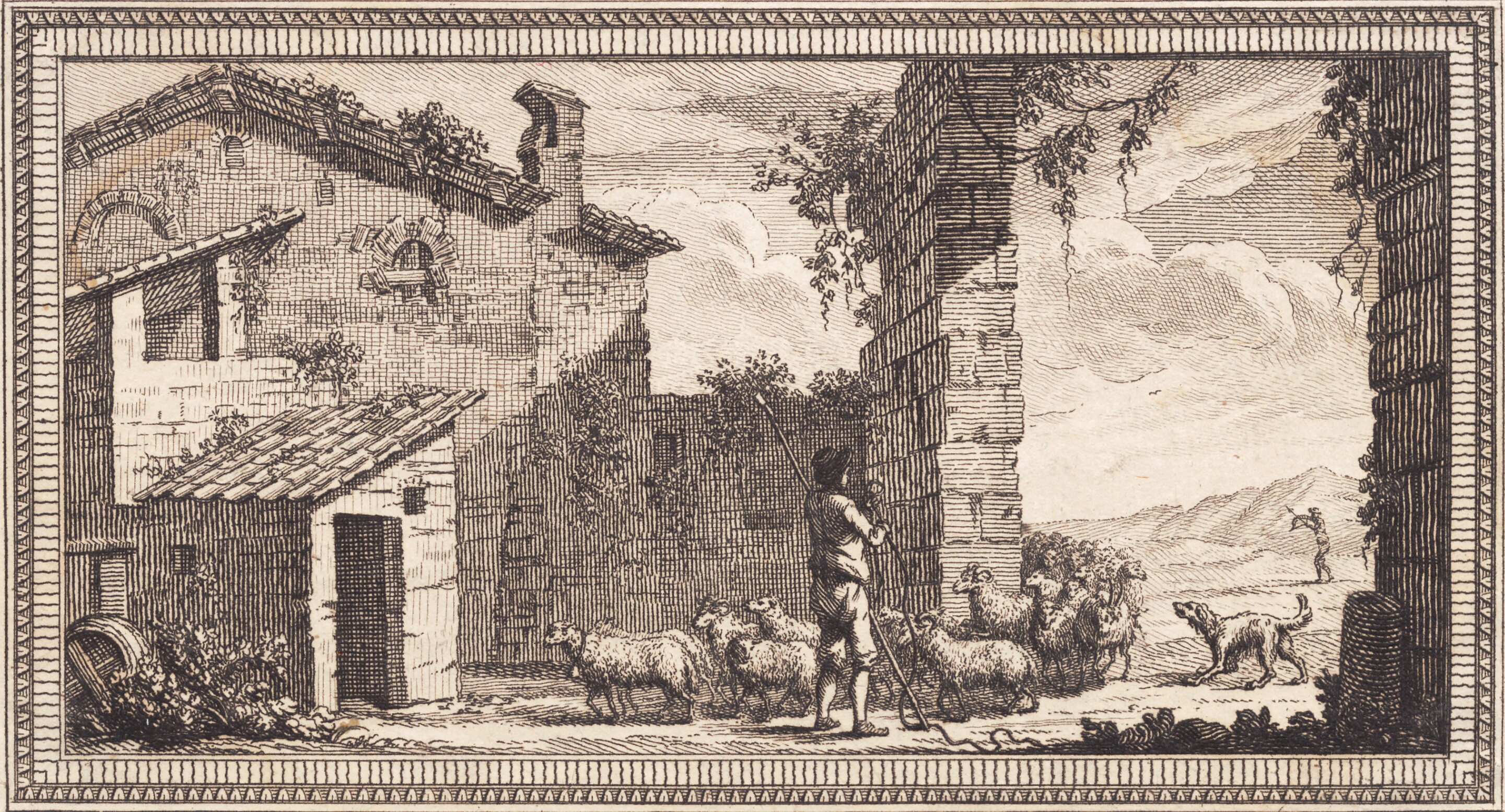 En hyrde med får og geder