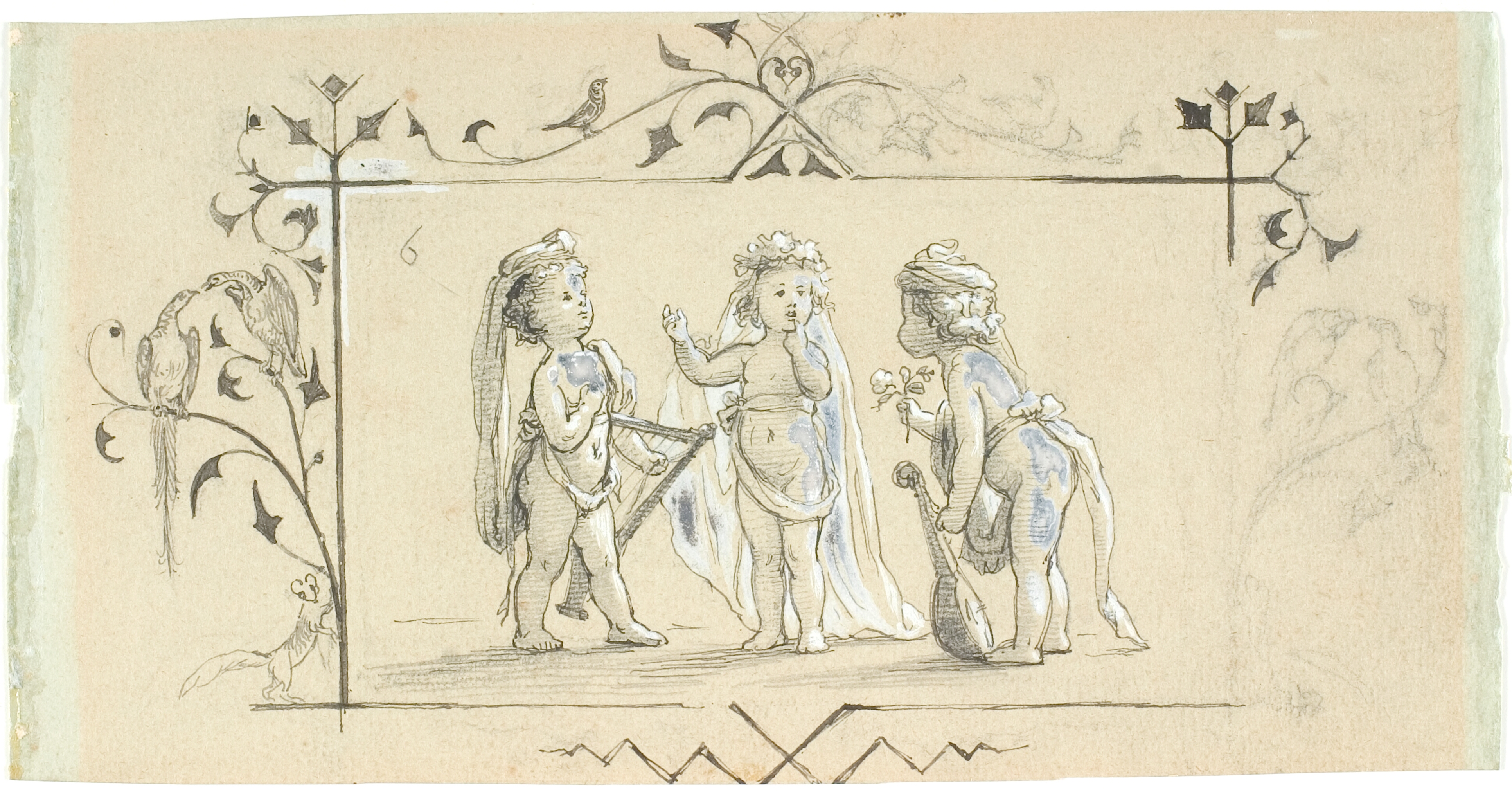 Vignet med tre børn med musikinstrumenter