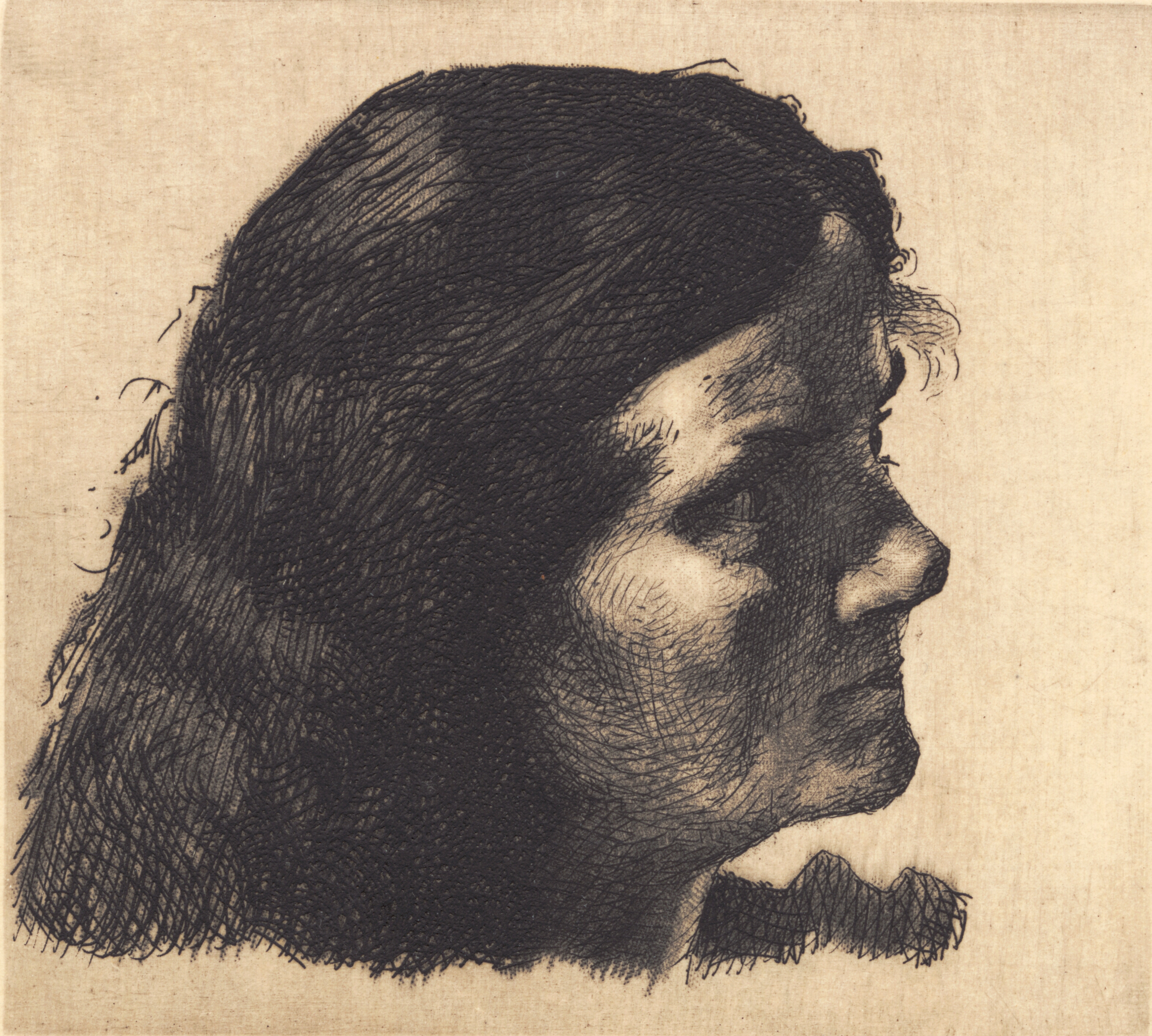 Prøveplade: Ældre kvinde med udredt hår