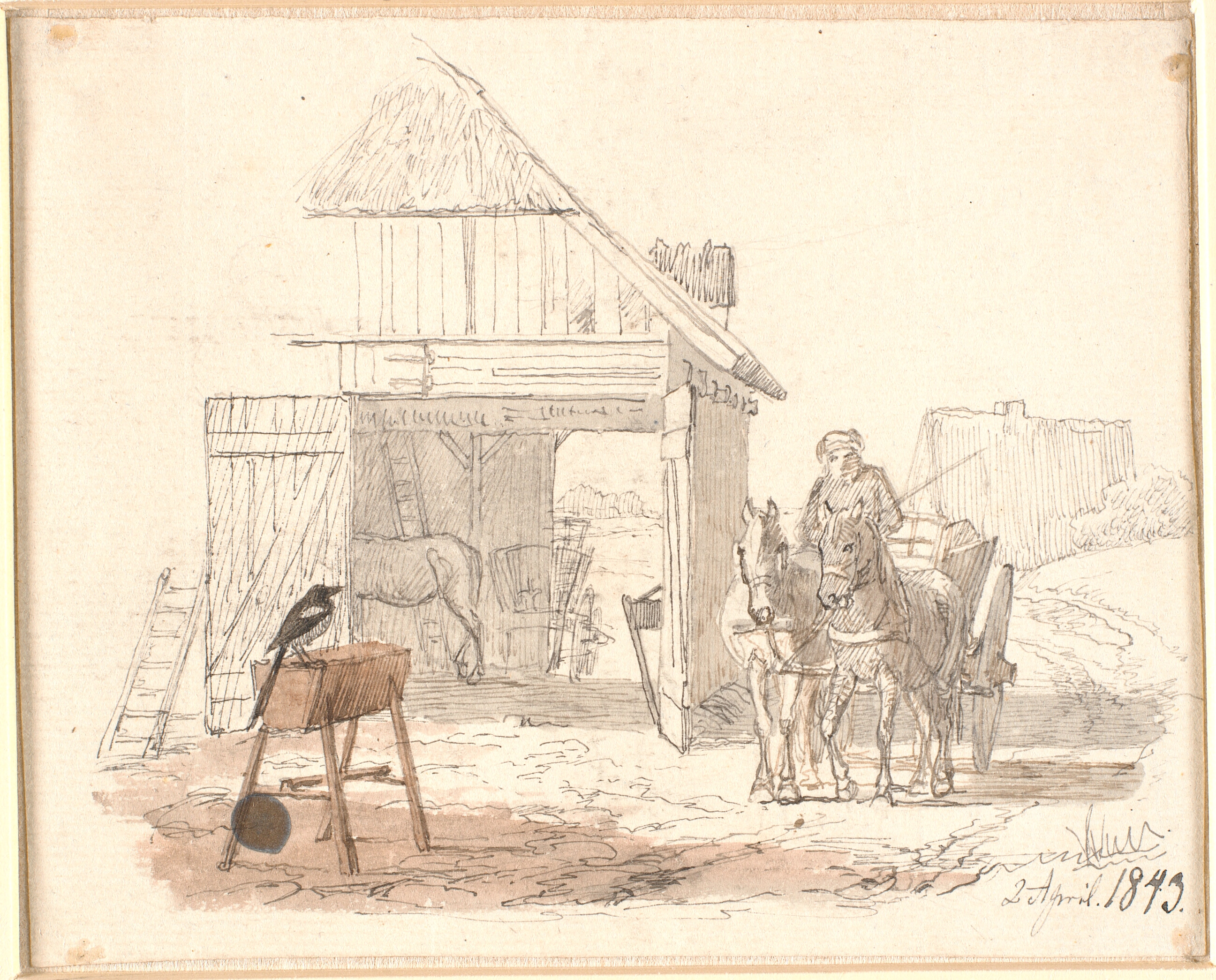 Skaden. Illustration til Kaalunds "Fabler for Børn". Se kommentar fra arkkatalog.