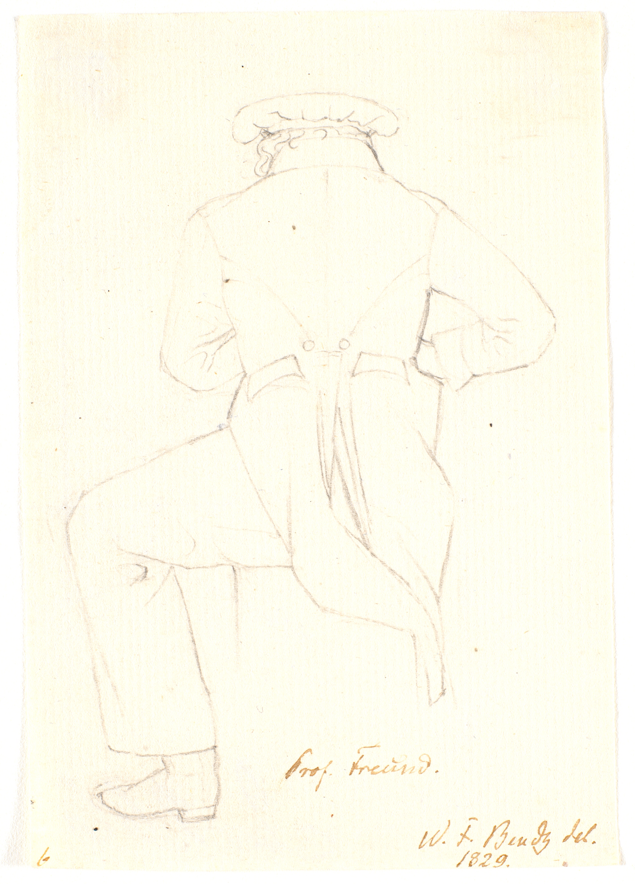 Billedhuggeren Hermann Ernst Freund, professor ved Akademiet. Siddende, set fra ryggen