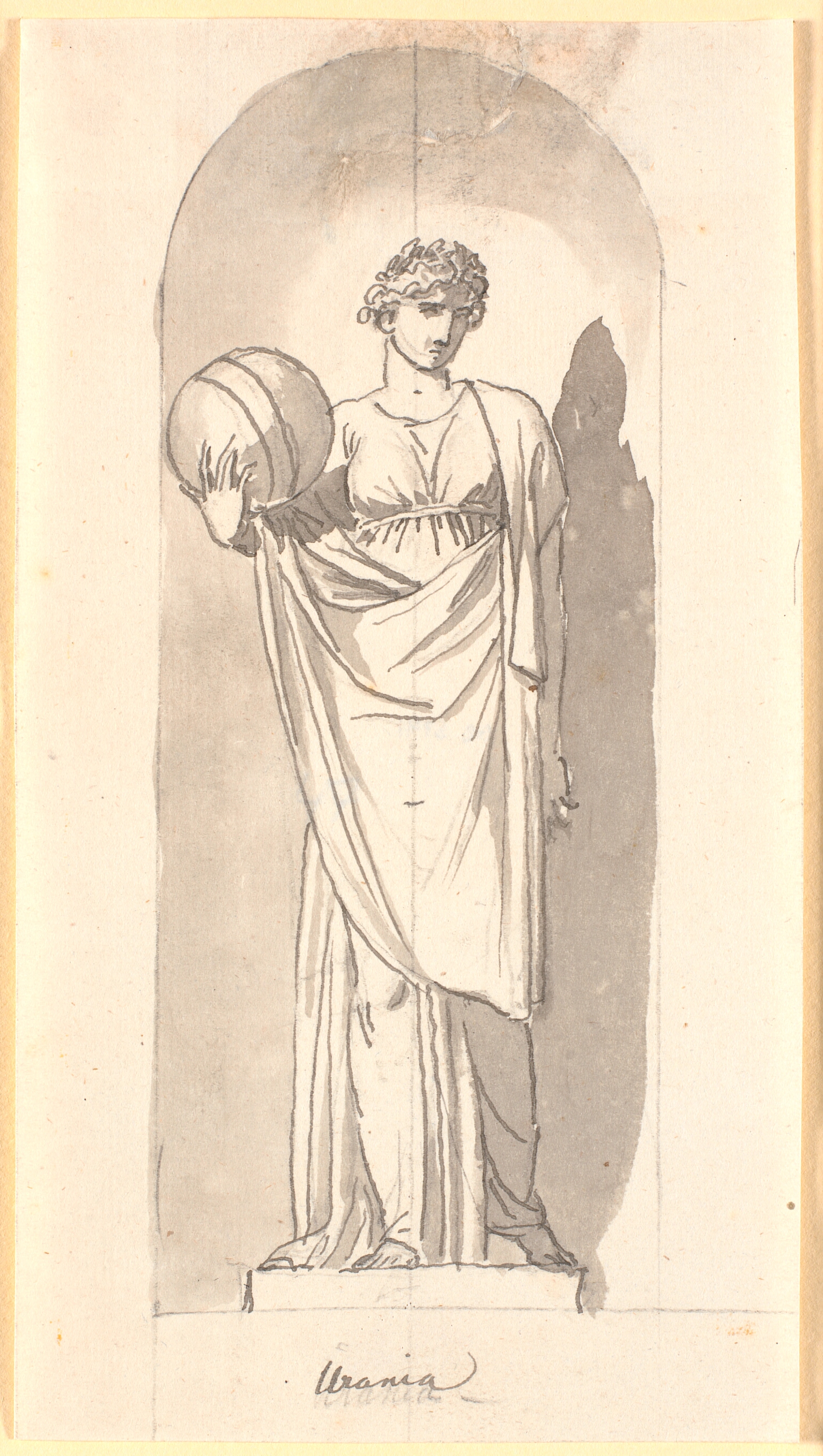 Urania som statue i en niche