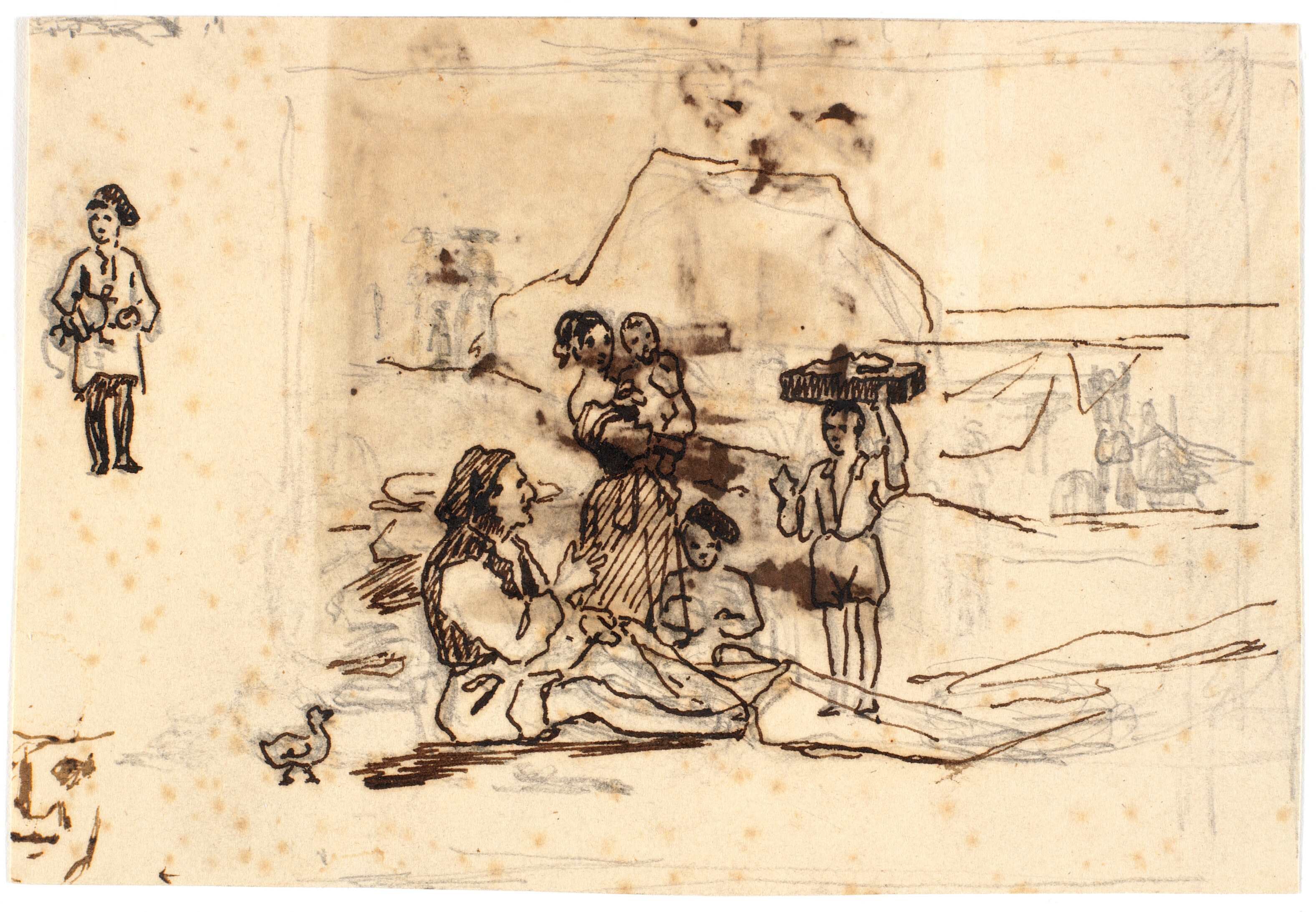 En neapolitansk fiskerfamilie ved stranden