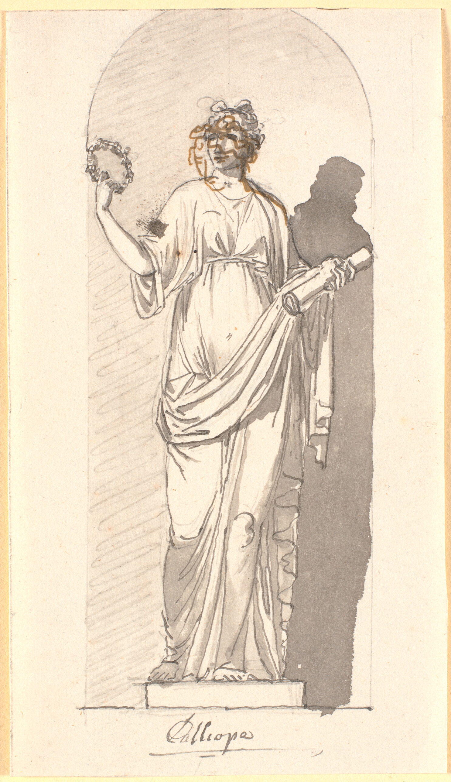 Calliope, den episke digtnings muse som statue i en niche