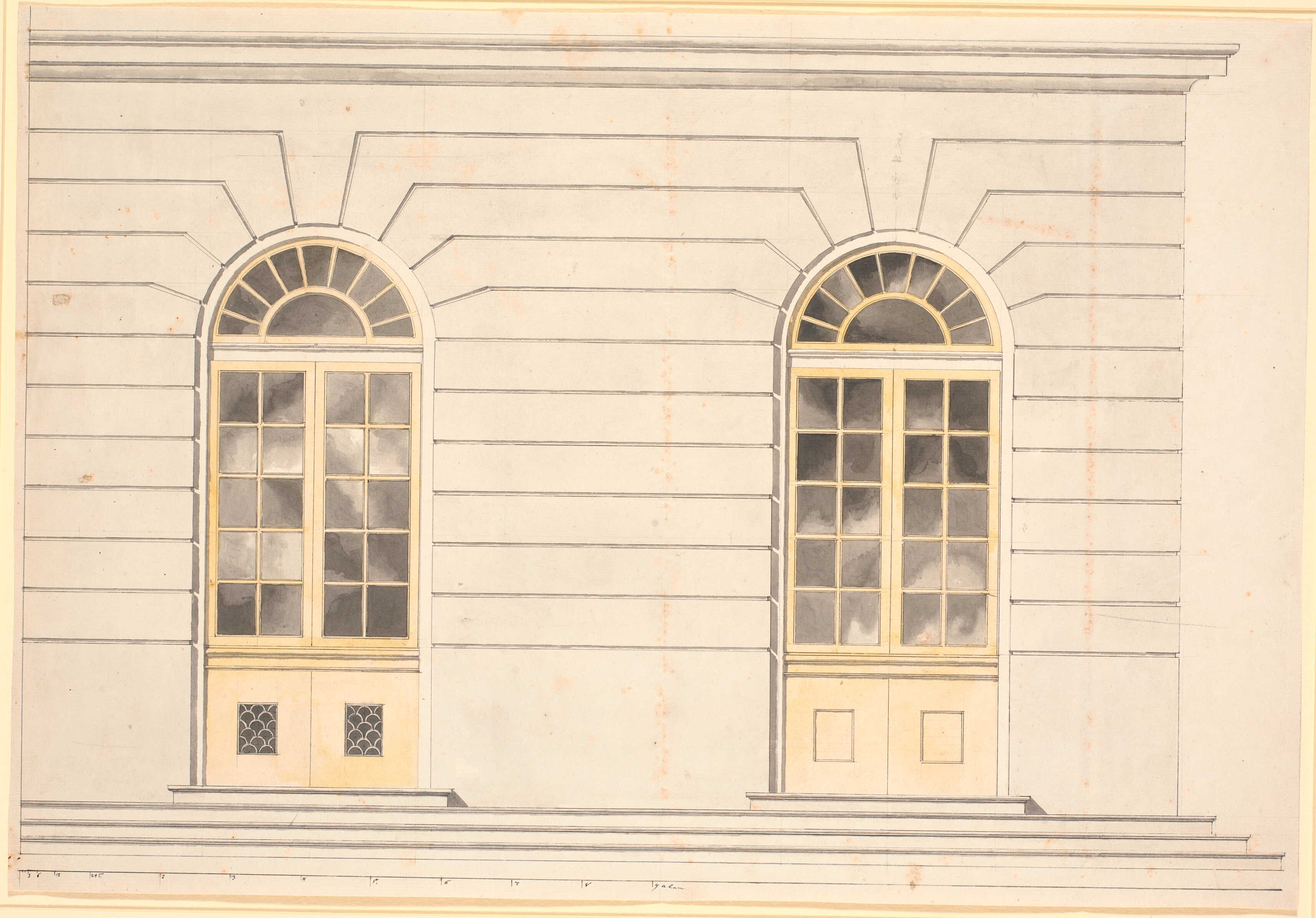 Dørparti i underste stokværk, set udefra