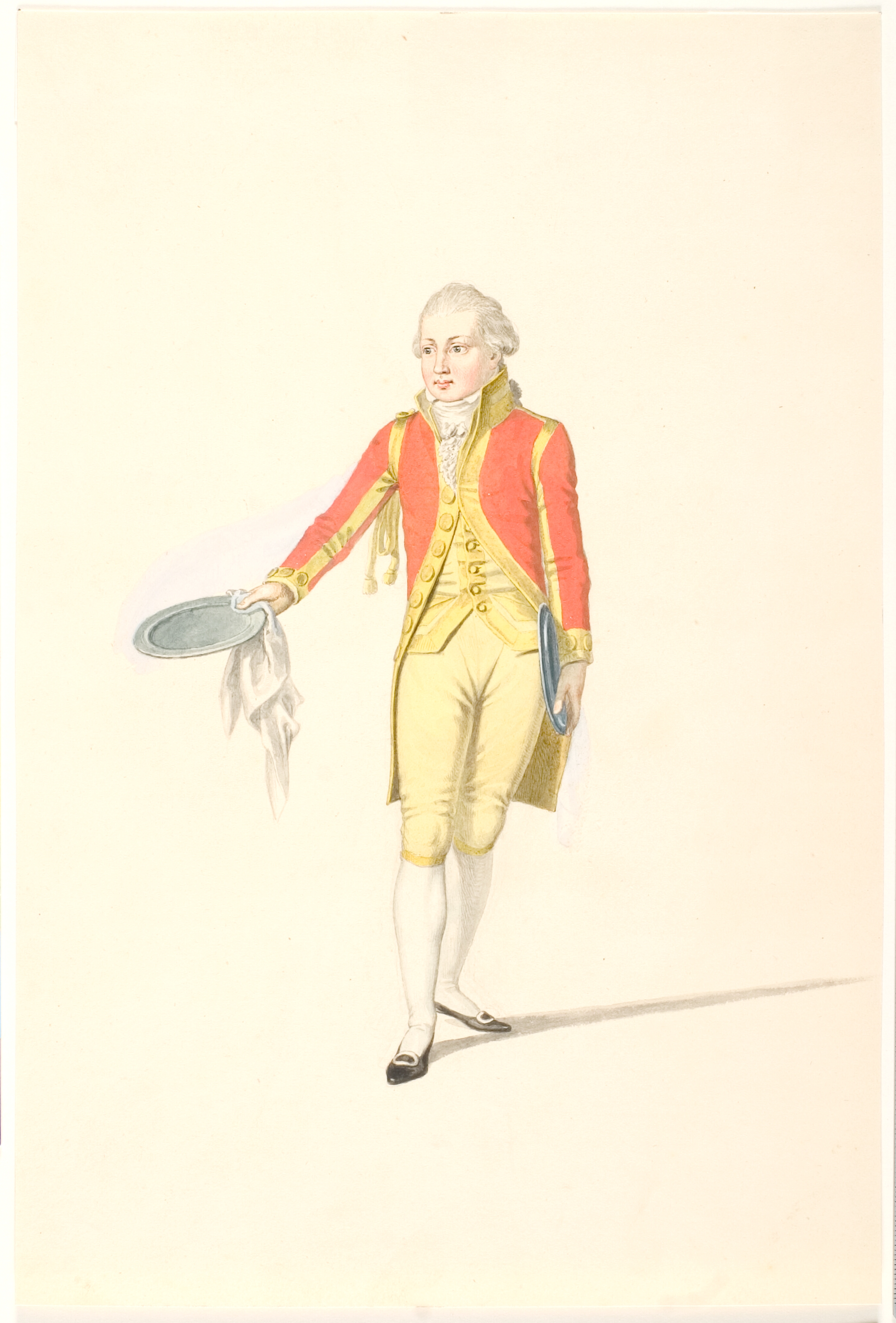 Kongelig lakaj med to tomme bakker