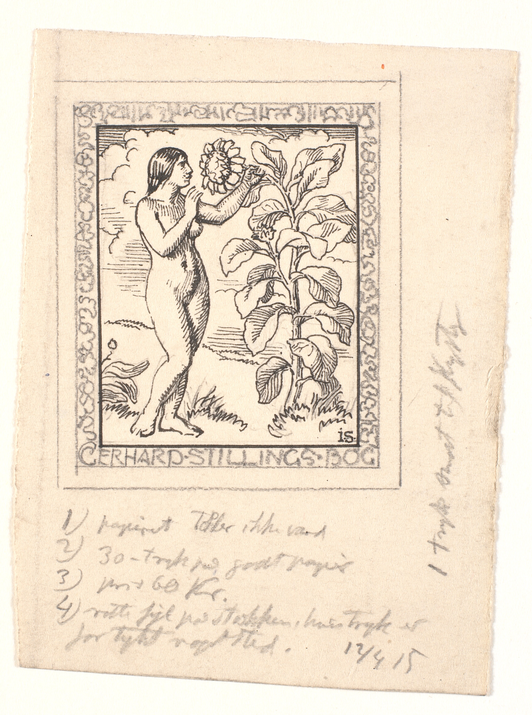 Udkast til ekslibris for Gerhard Stilling