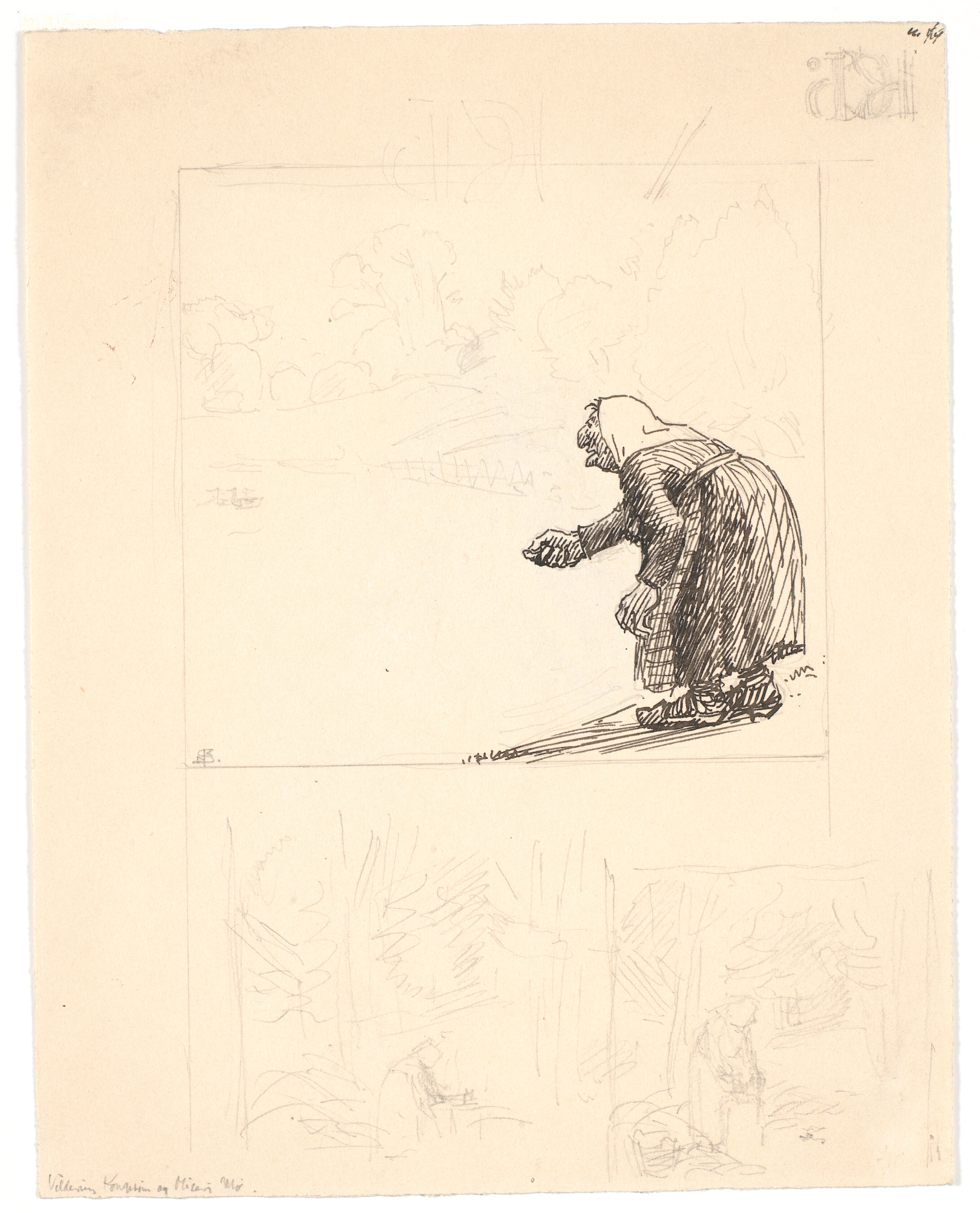 Udkast til "Vilderik Kongesøn og Miseri Mø" (f.o.) og "Den lille slange" (to forarbejder f.n.)