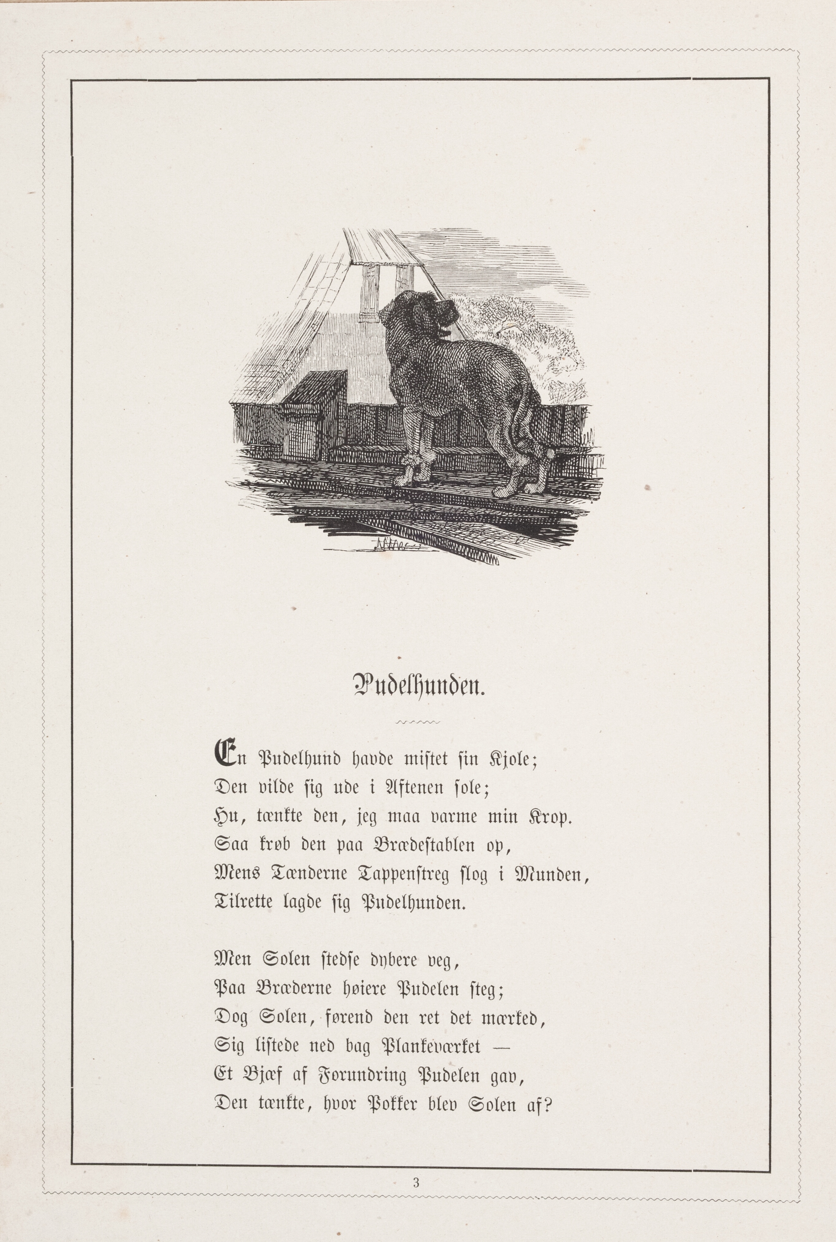 Pudelhunden. Illustration til H.V. Kaalund, "Fabler for Børn"