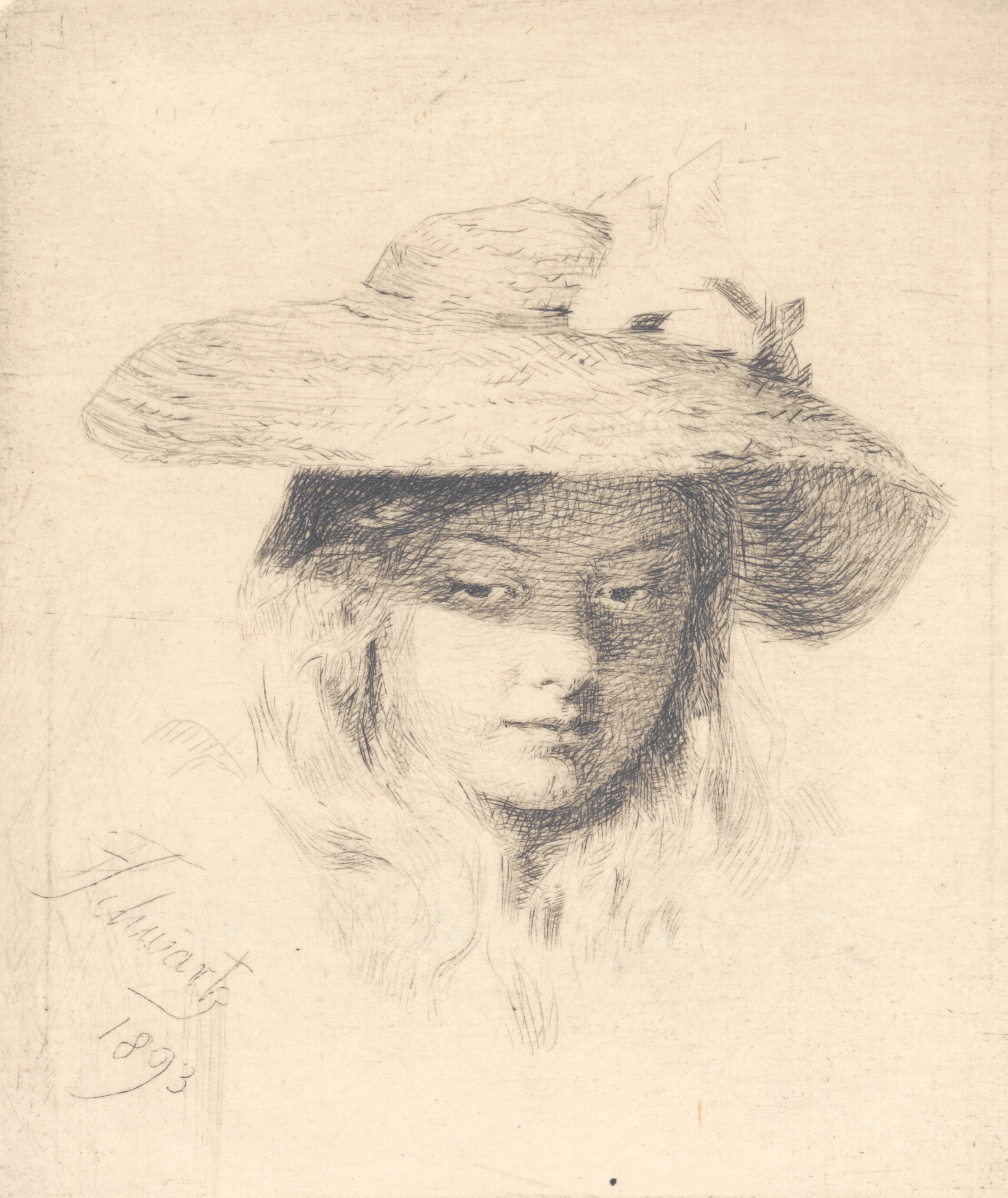 Ung pige med stråhat