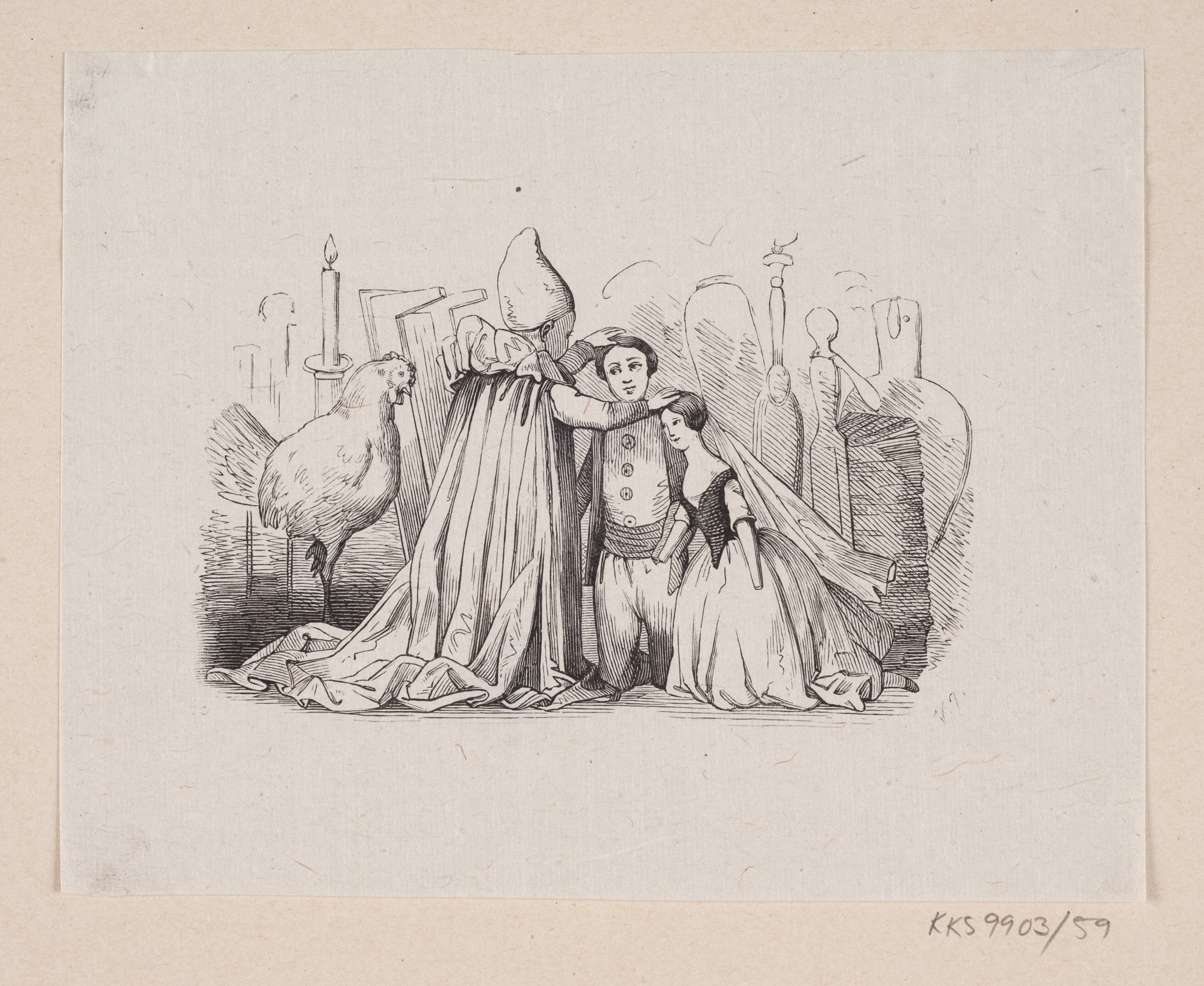 Illustration til "Ole Lukøie" i H.C. Andersen, "Eventyr og Historier", Bind 1