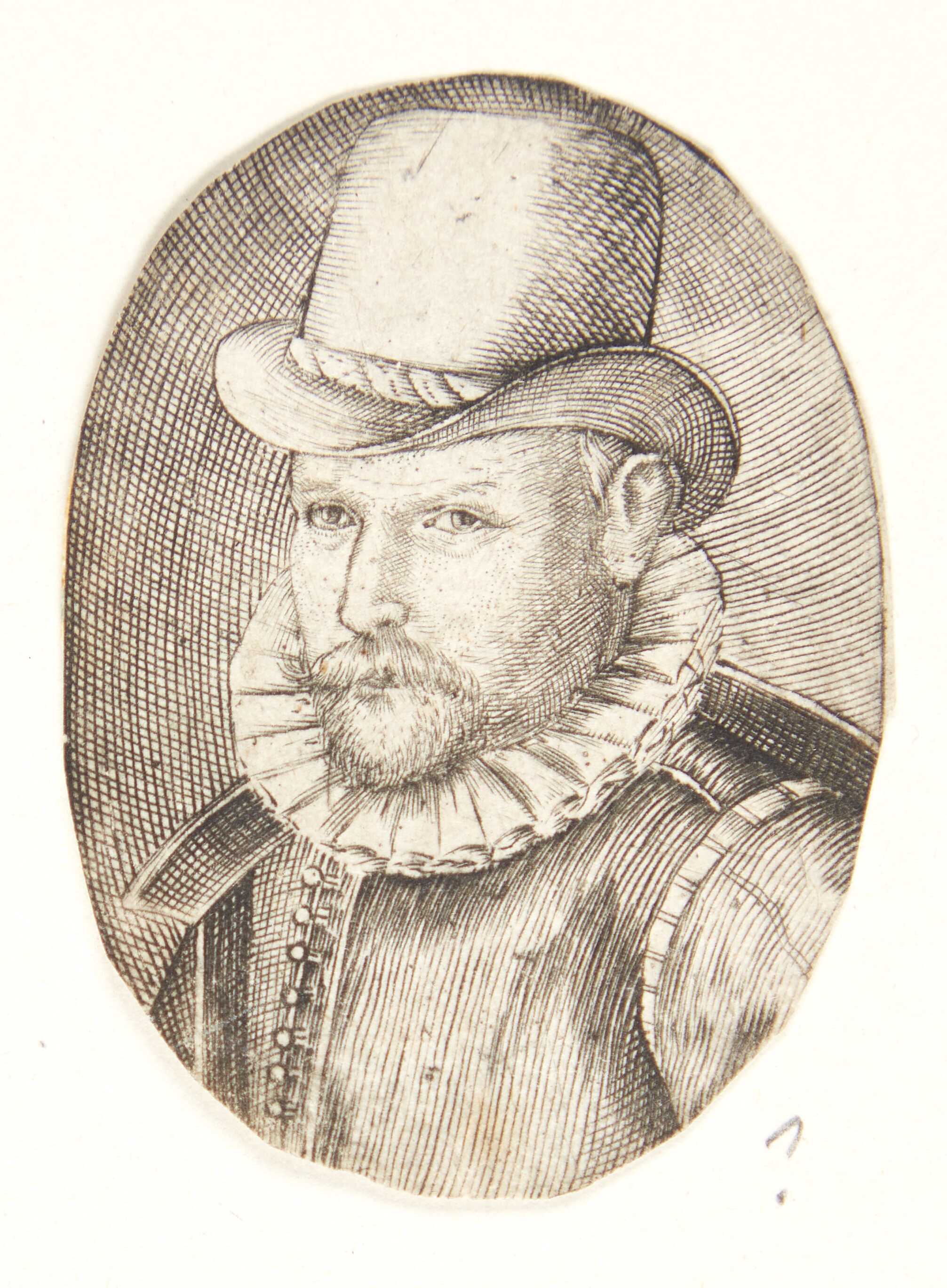 Portræt af en mand med hat, vendt mod venstre