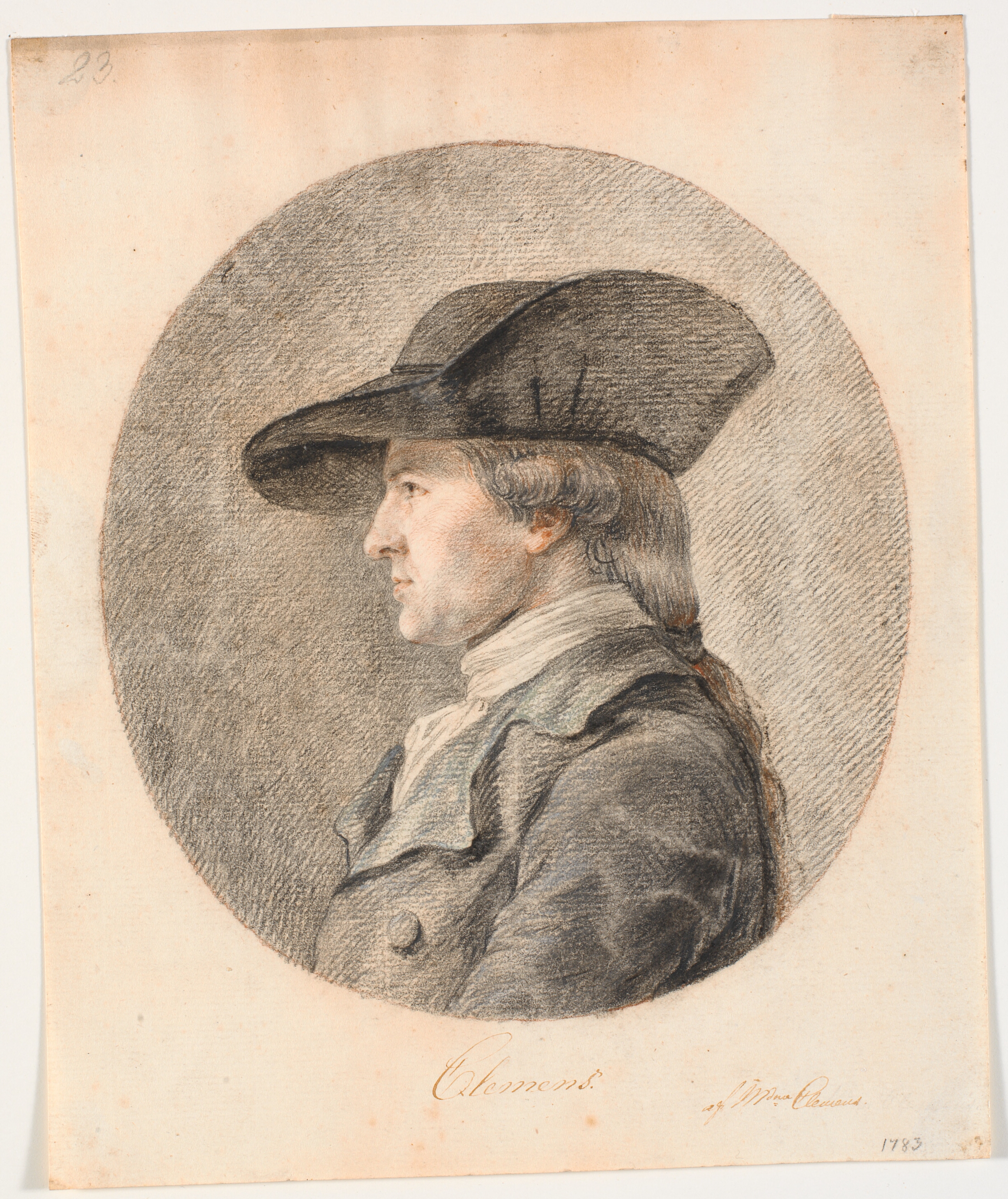 Portræt af J.F. Clemens. Profil til venstre