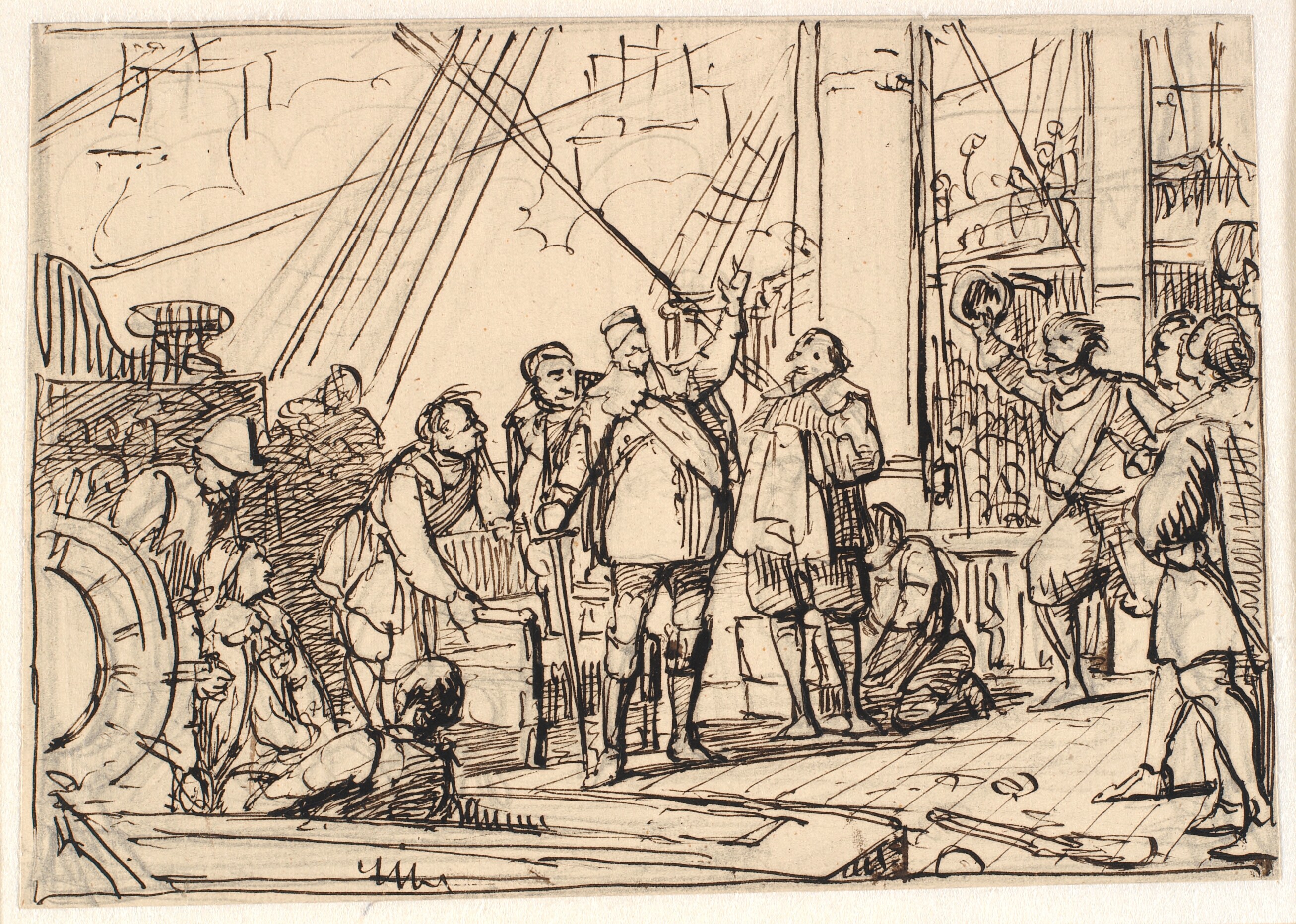 Udkast til maleriet i Chr. IV's kapel i Roskilde "Chr. 4. på Trefoldigheden"