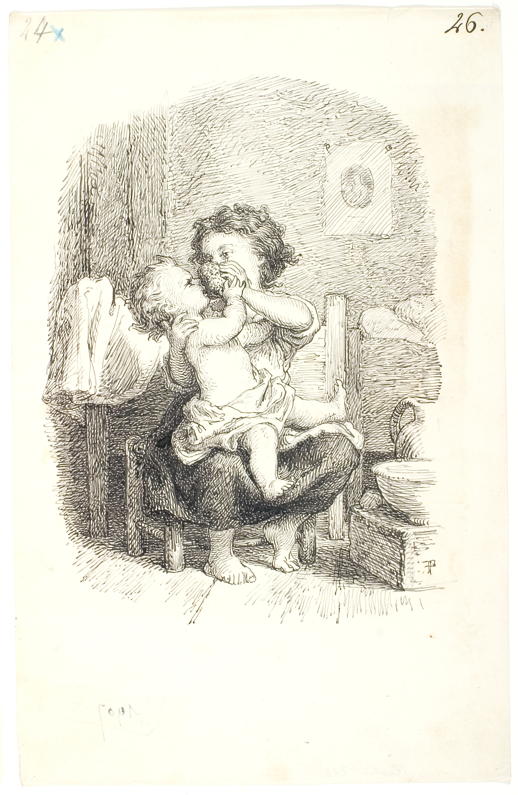 Lille pige bader et mindre barn