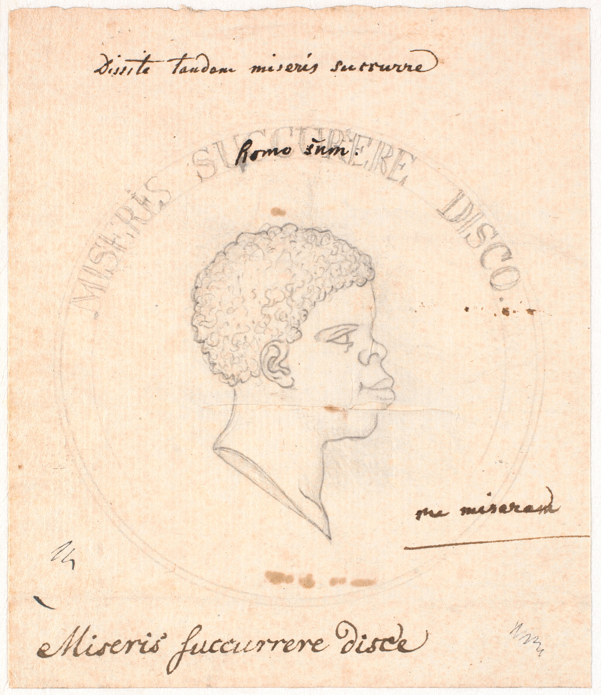 Hovedet af en sort afrikaner, indfældet i en cirkel